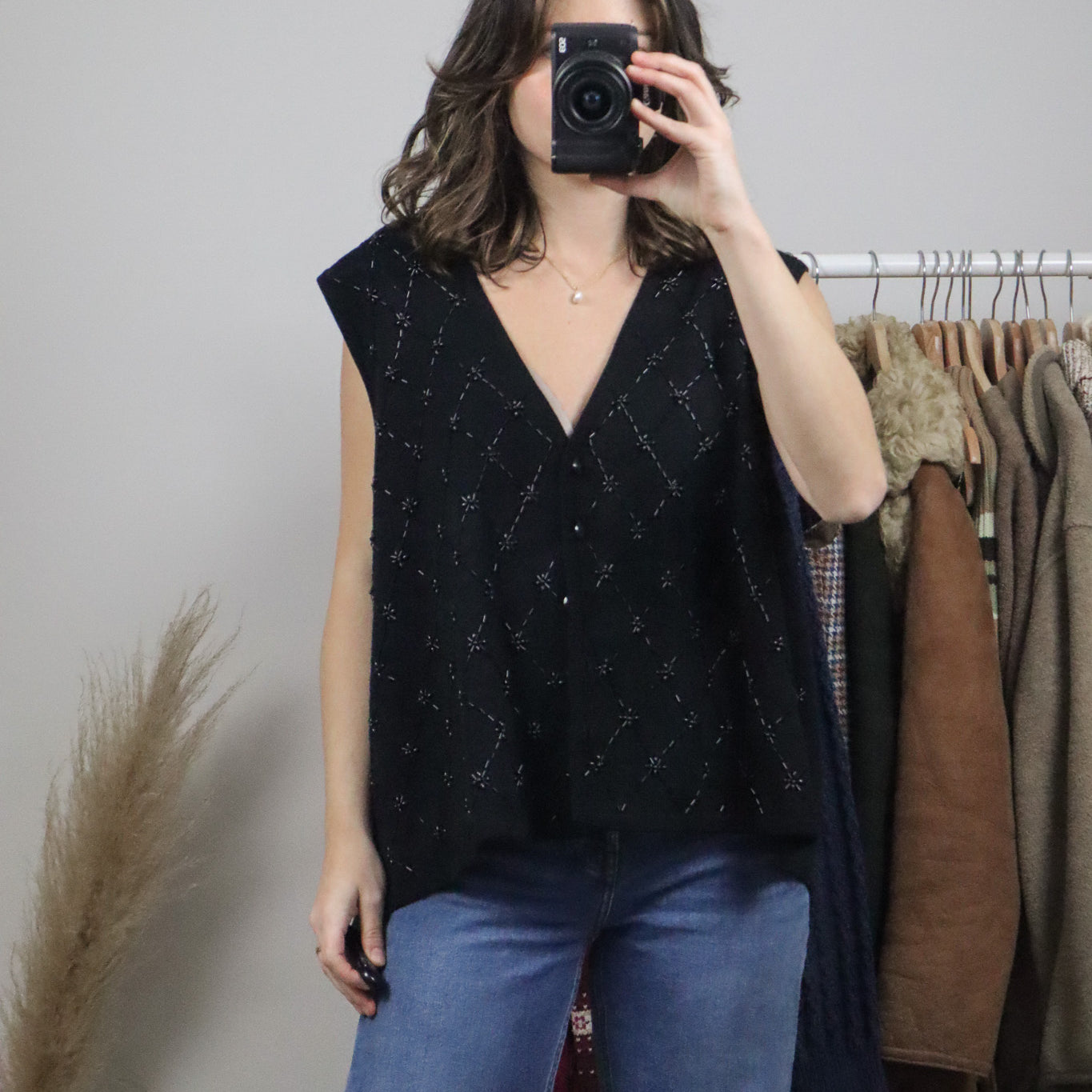 Vintage x Wool Blend Beaded Vest (XL/XXL)