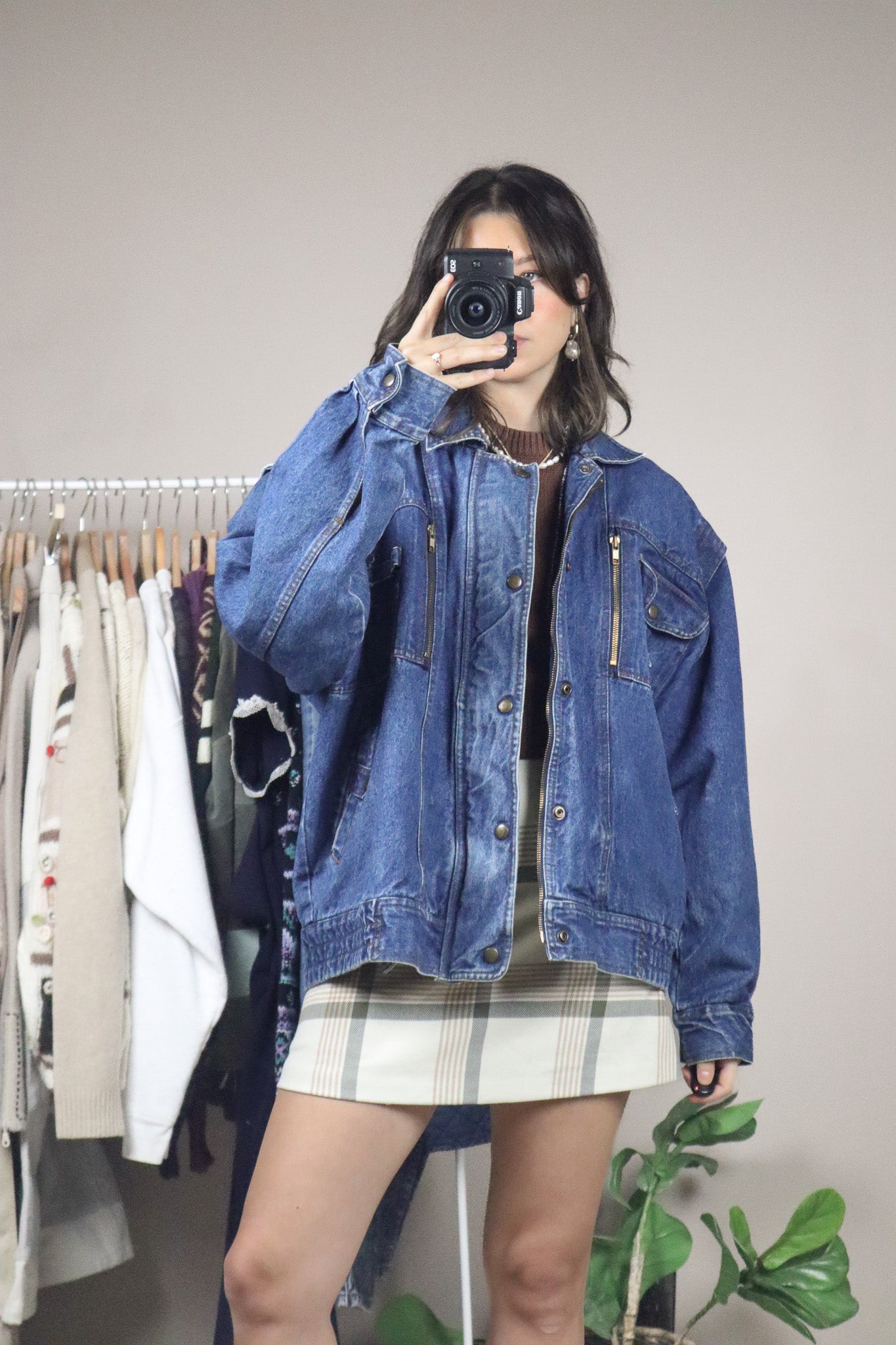 Vintage x Denim Utility Bomber Jacket (XL)