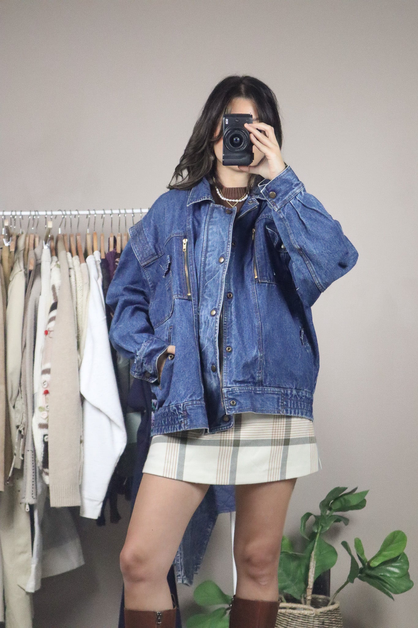 Vintage x Denim Utility Bomber Jacket (XL)