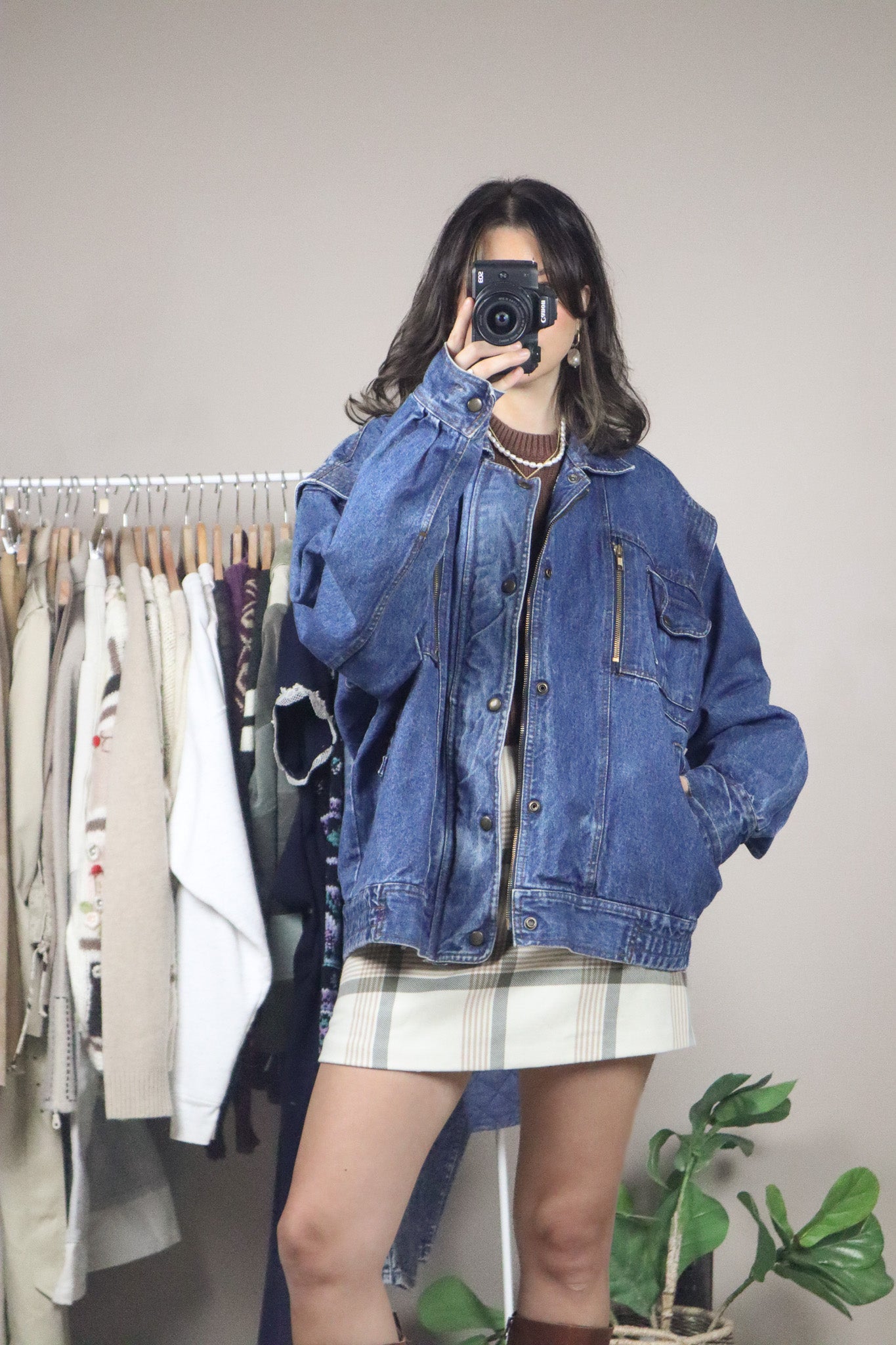 Vintage x Denim Utility Bomber Jacket (XL)