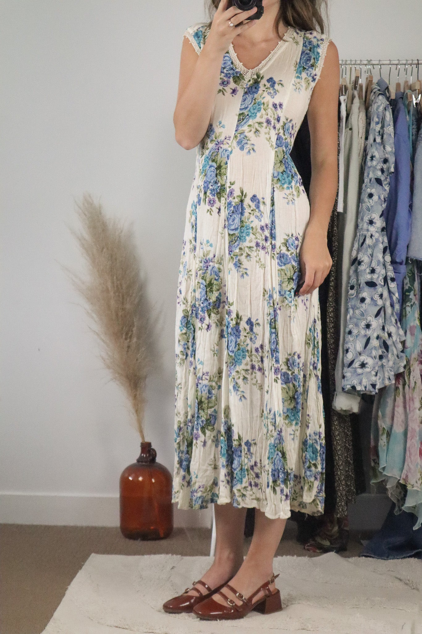 Vintage x Floral Maxi Dress (M)