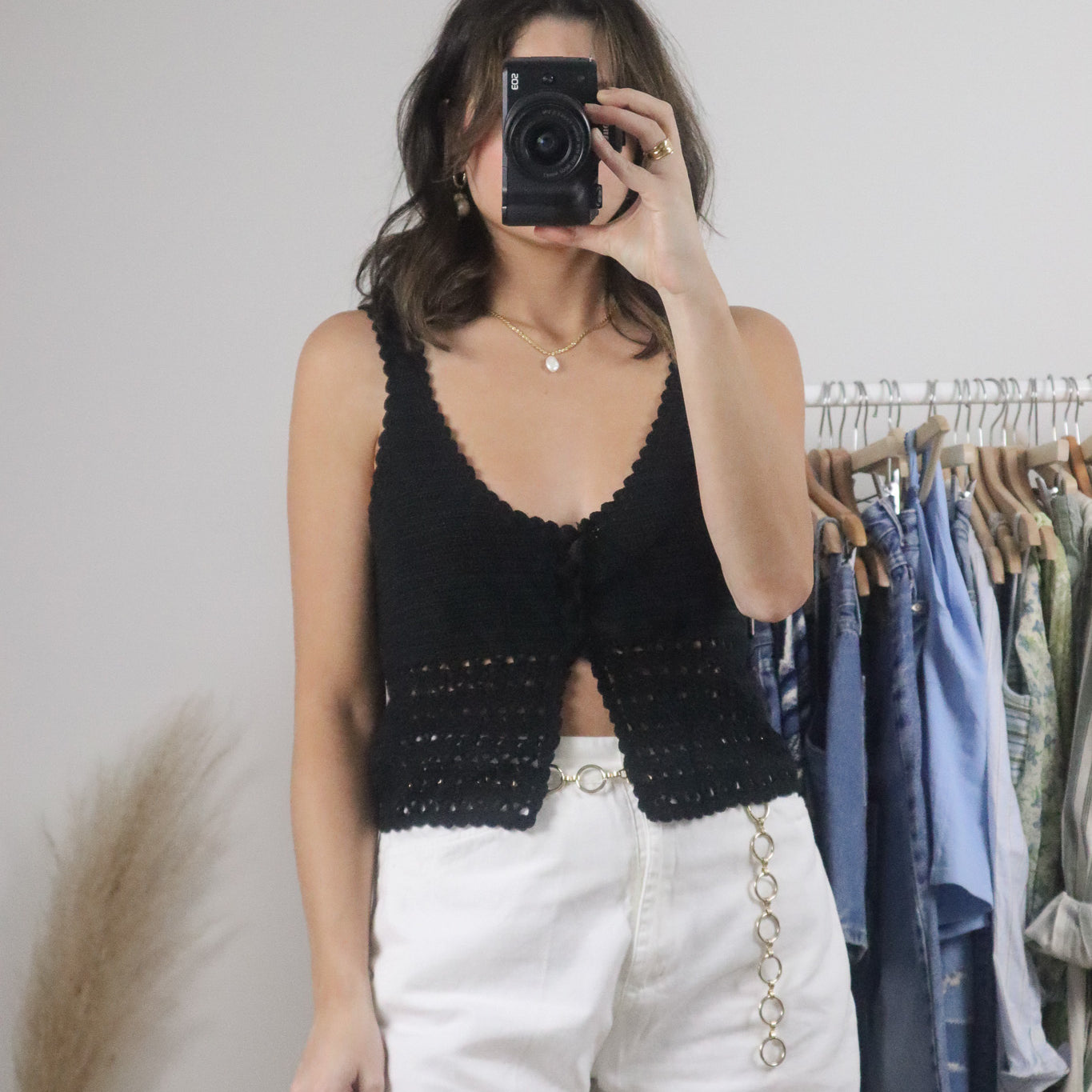 Vintage x Crochet Cropped Tank (L)