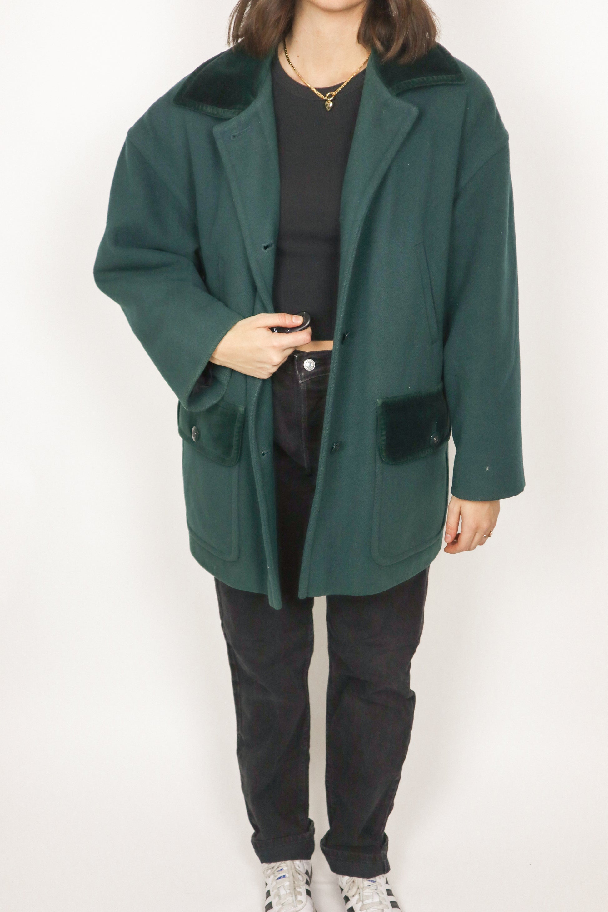 Vintage x Wool & Velvet Coat (M)
