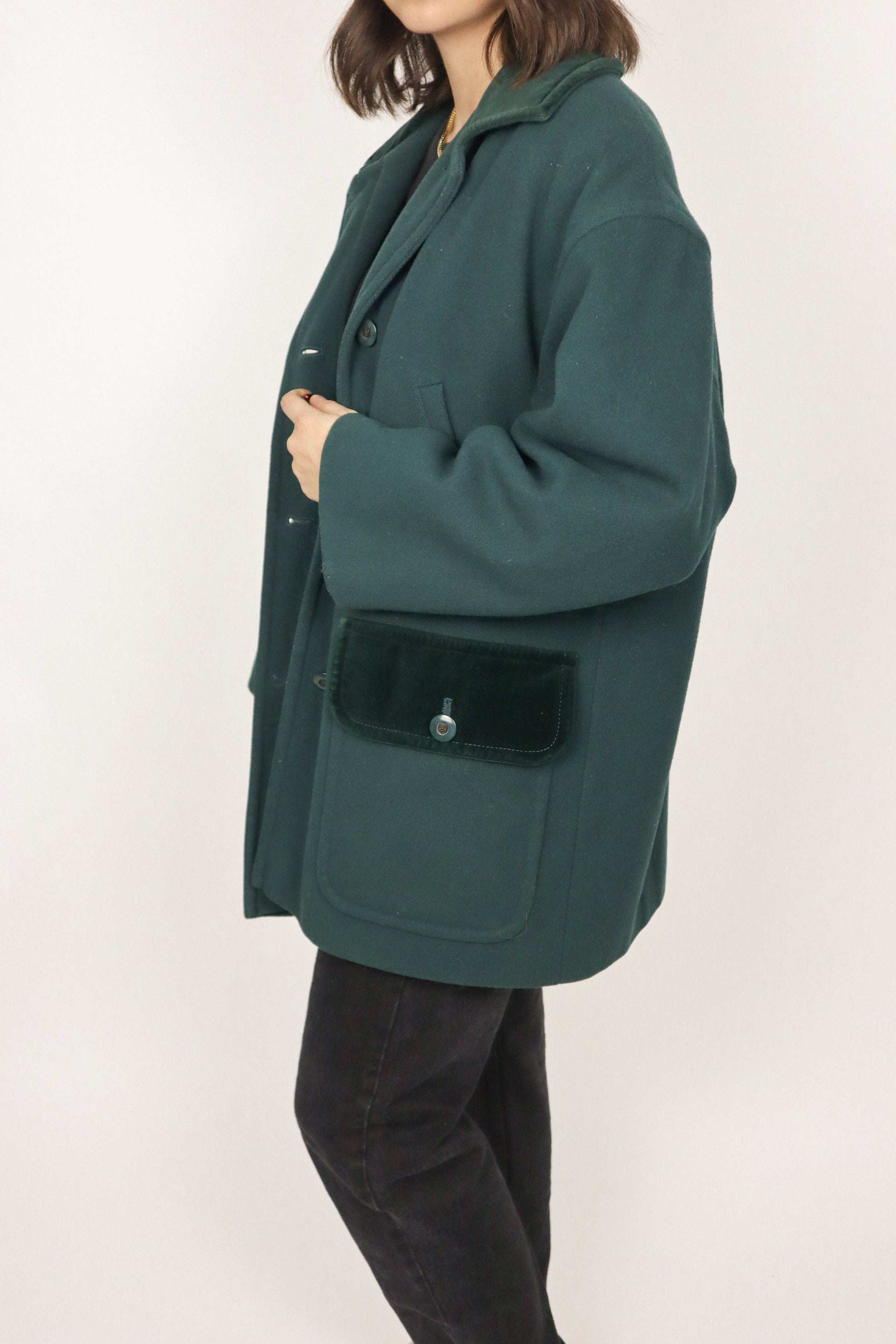 Vintage x Wool & Velvet Coat (M)