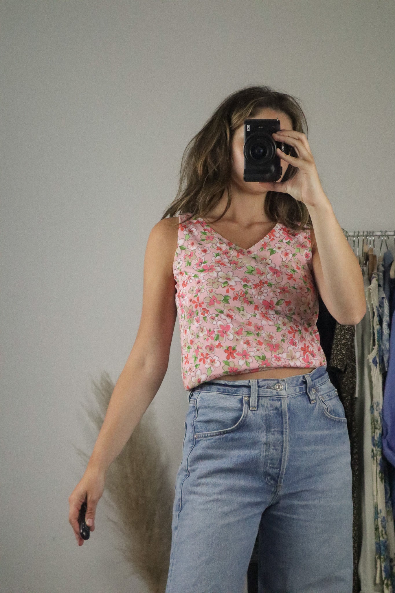 Made in Canada x Vintage x Floral Mesh Tank (S)