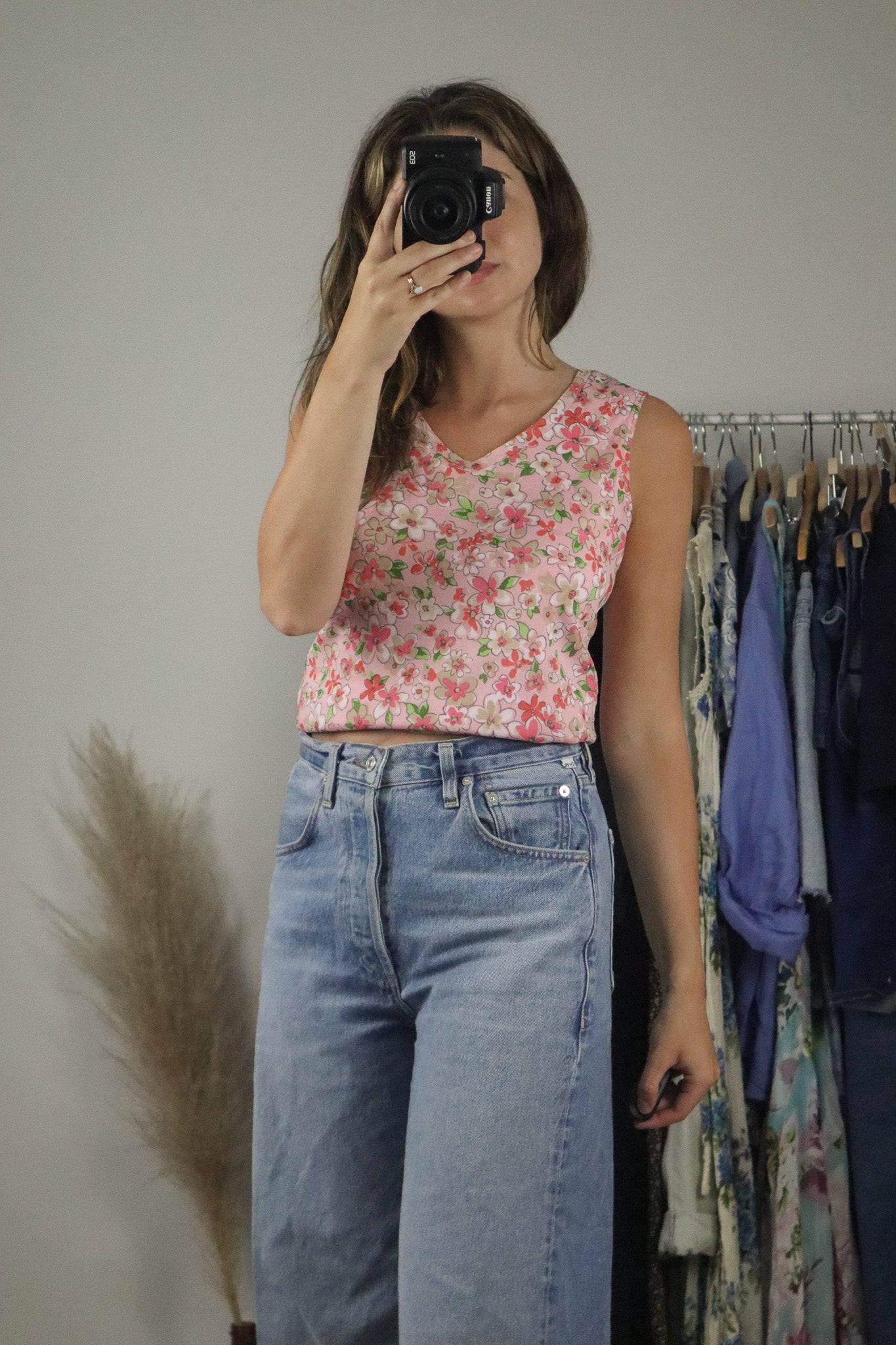 Made in Canada x Vintage x Floral Mesh Tank (S)