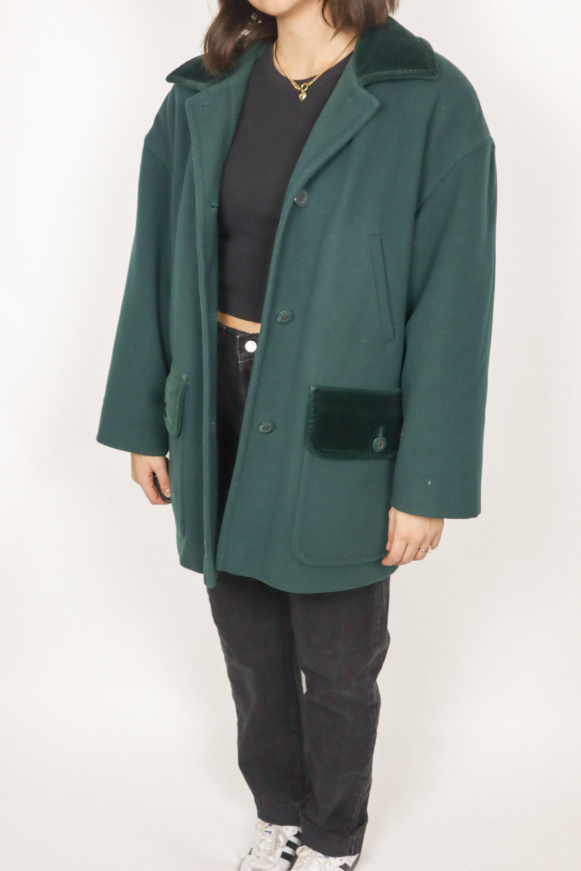 Vintage x Wool & Velvet Coat (M)