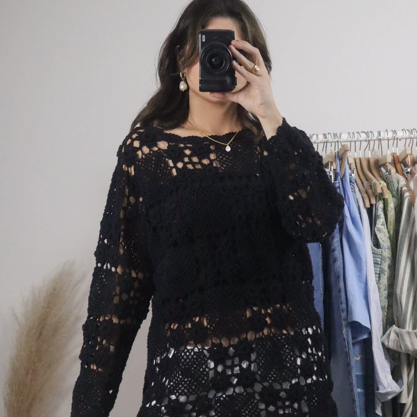 Vintage x Cotton Crochet Sweater/Coverup (S)