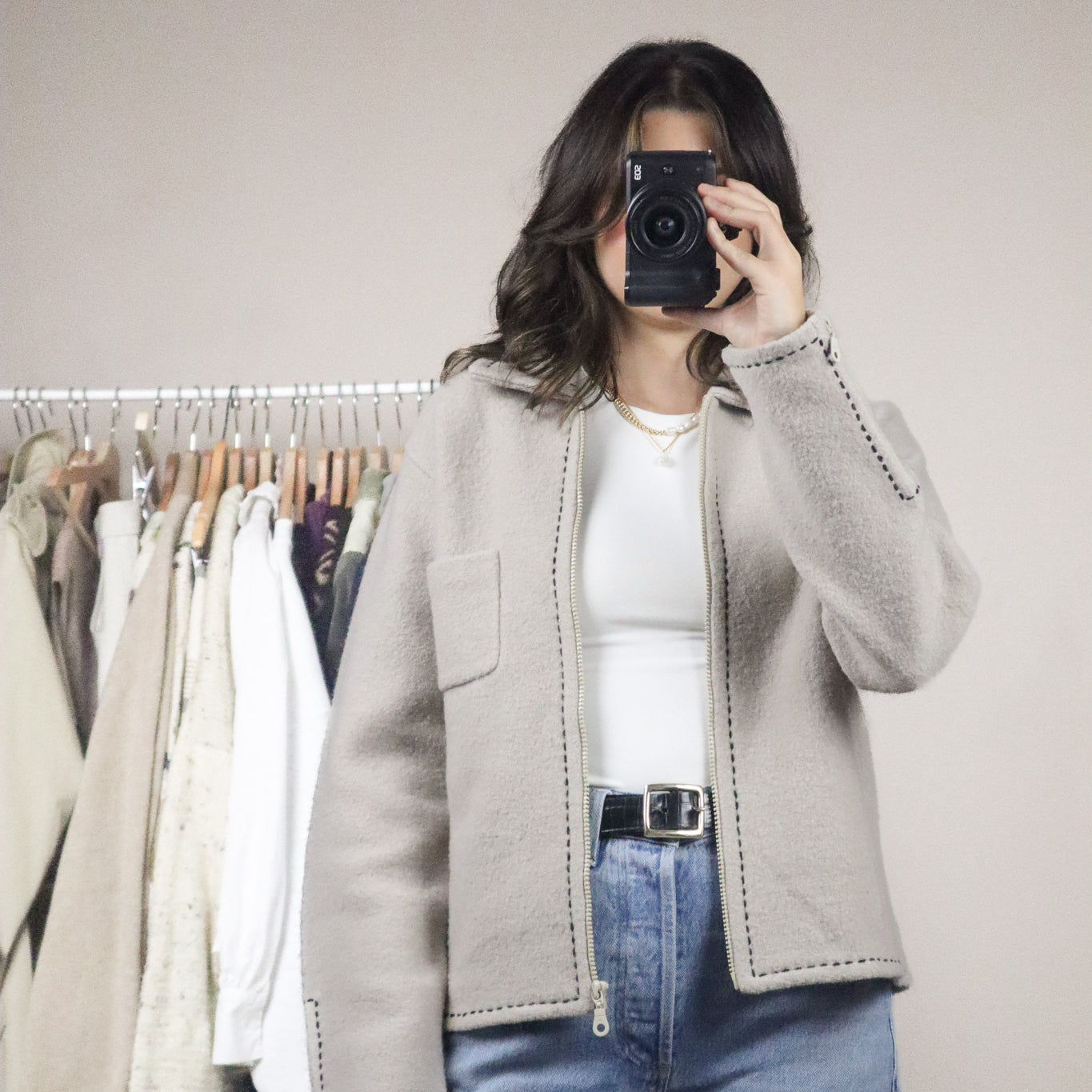 Vintage x Wool Collared Jacket With Stitching (S/M)