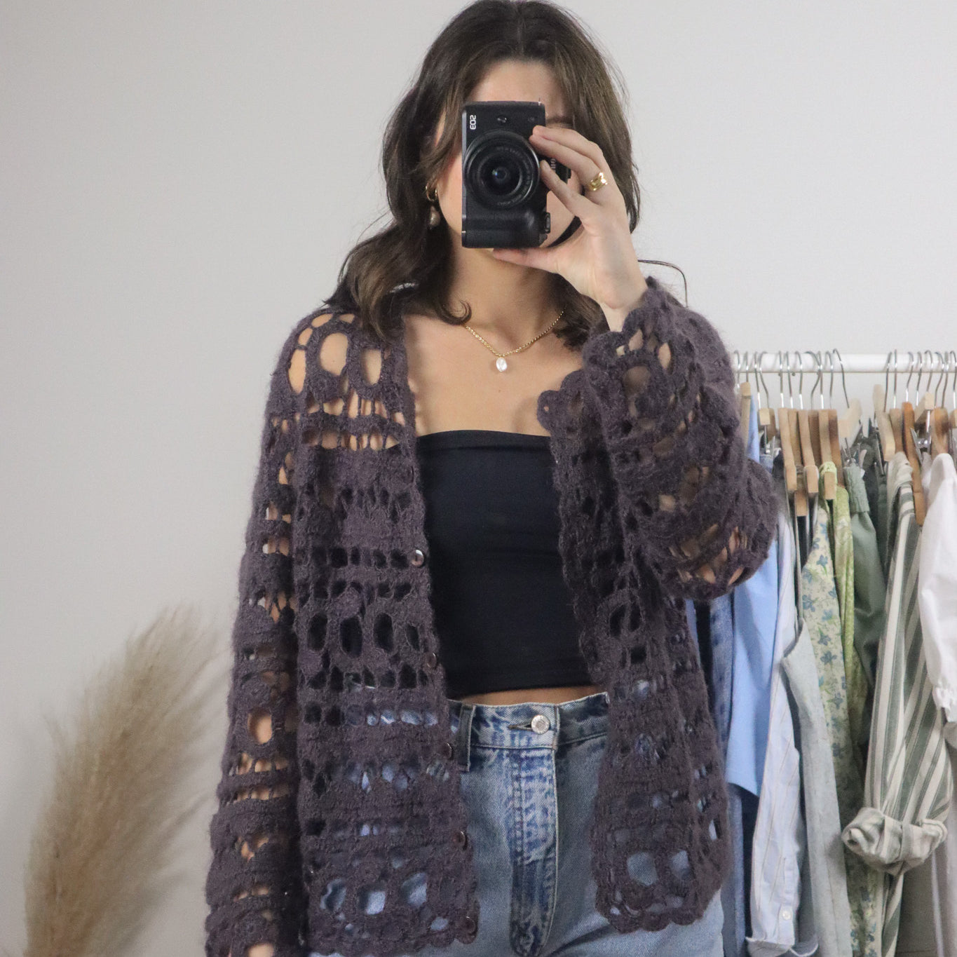Vintage x Handmade Wool Crochet Tie Cardigan (M/L)