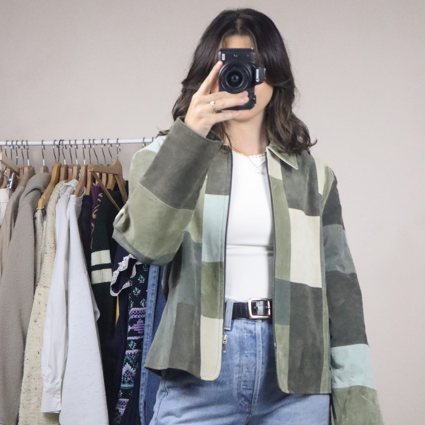 Vintage x Suede Patchwork Collared Jacket (S-M)
