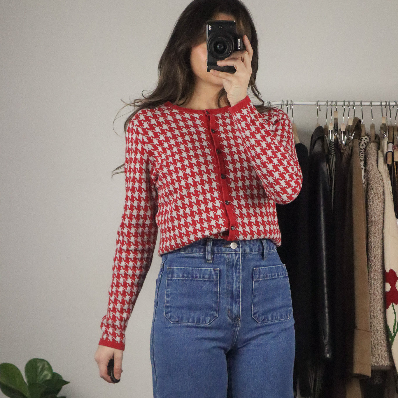 Vintage x Houndstooth Cardigan (S/M)