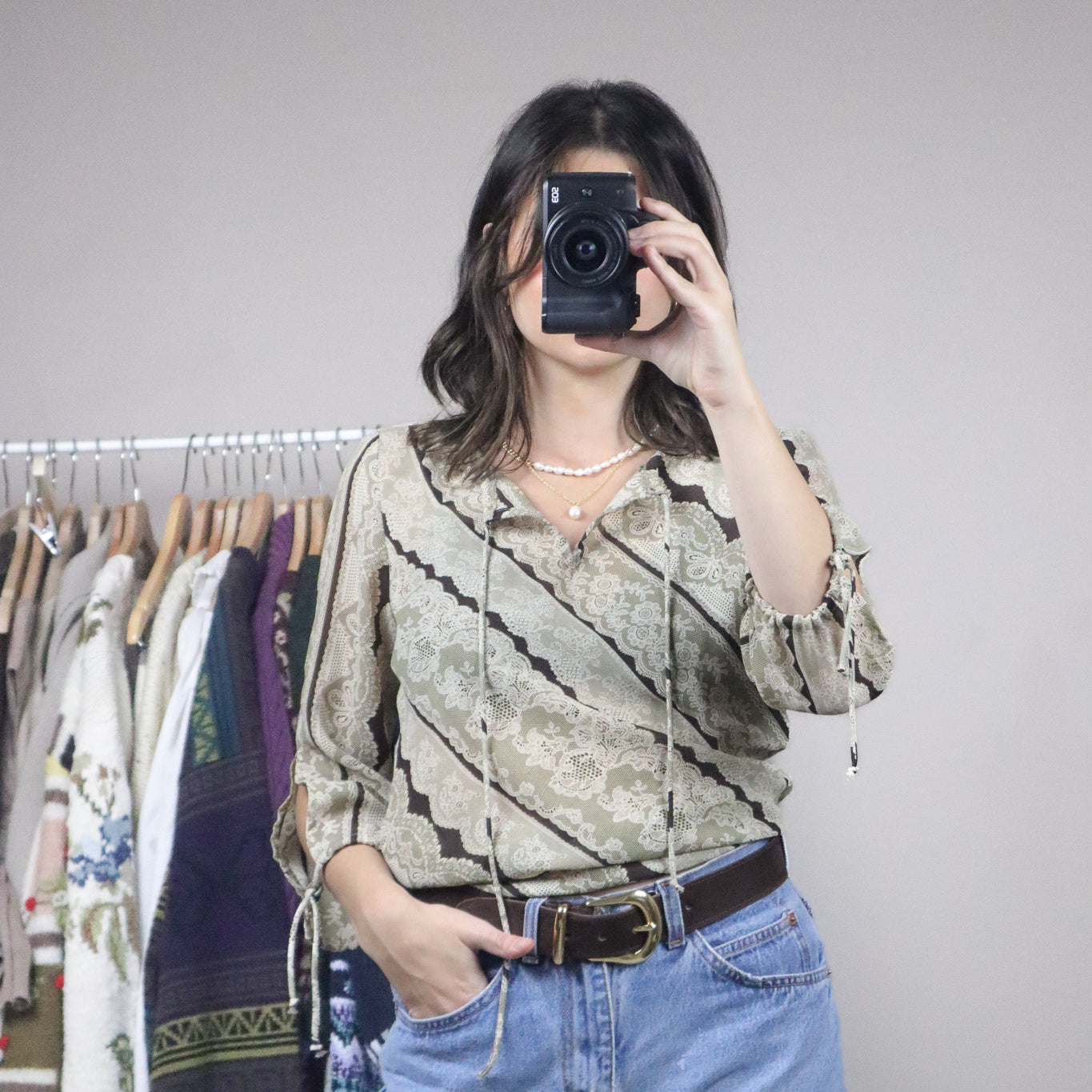 Made in Canada x Vintage x Patterned Blouse (S)