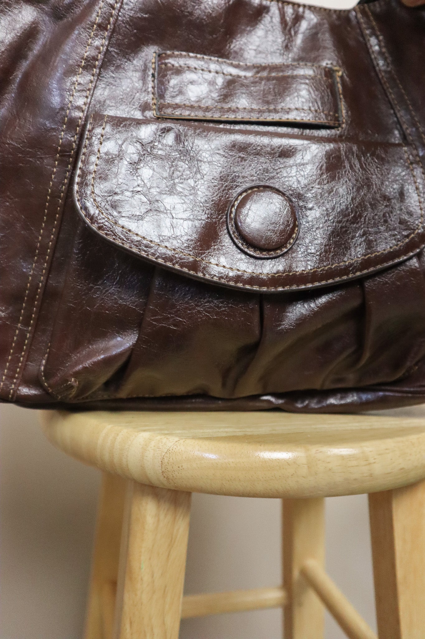 Vintage x Faux Leather Shoulder Purse