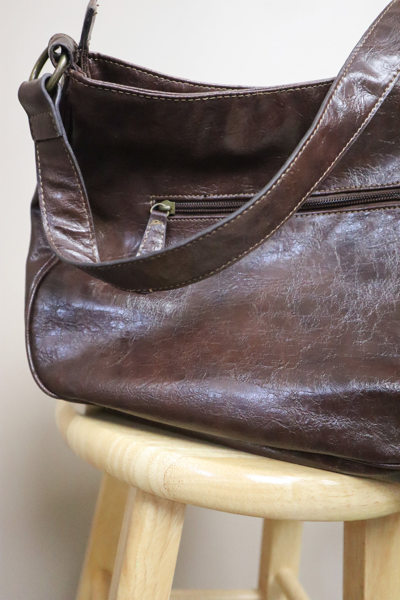 Vintage x Faux Leather Shoulder Purse