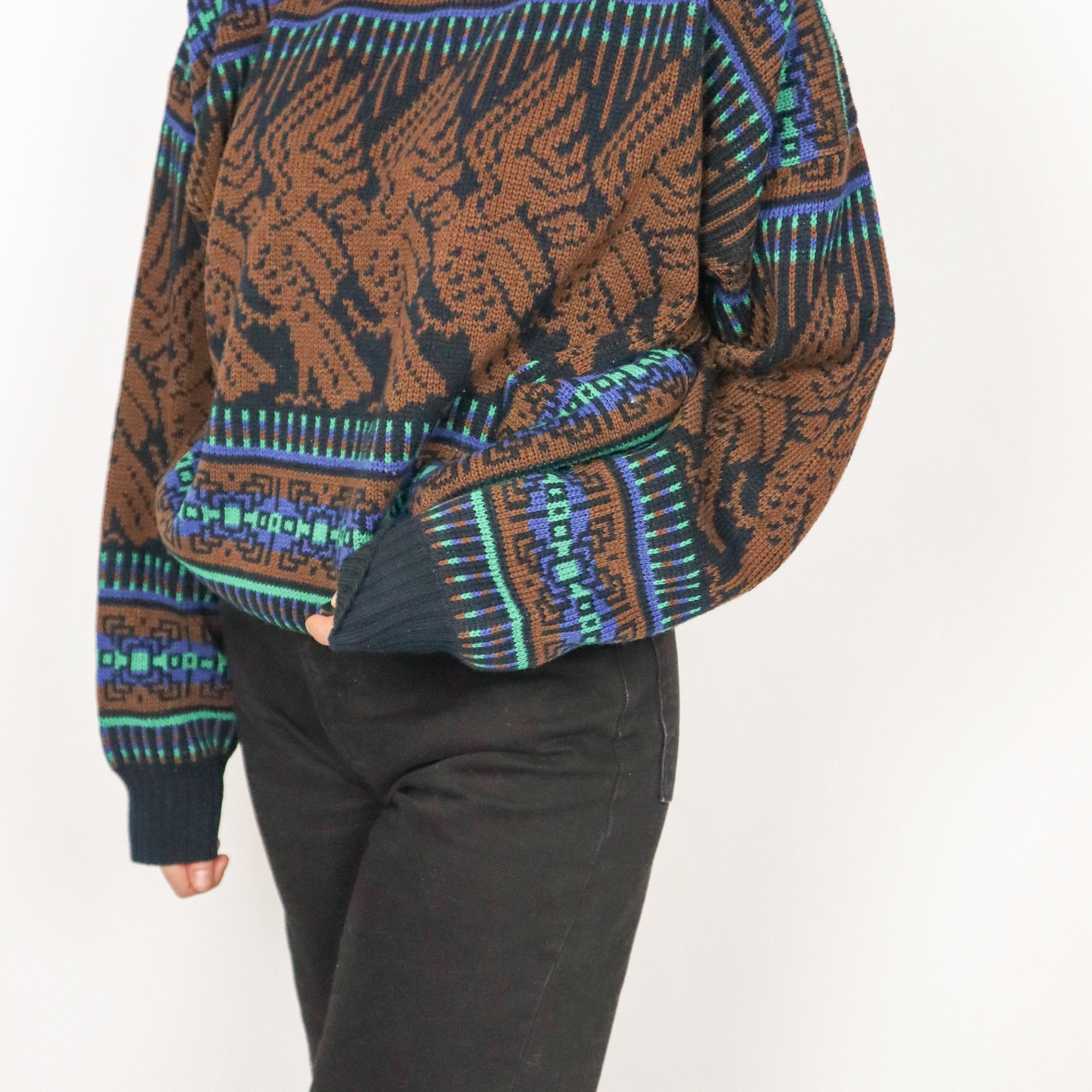 Made in Korea x Vintage x Patterned Knit (M)