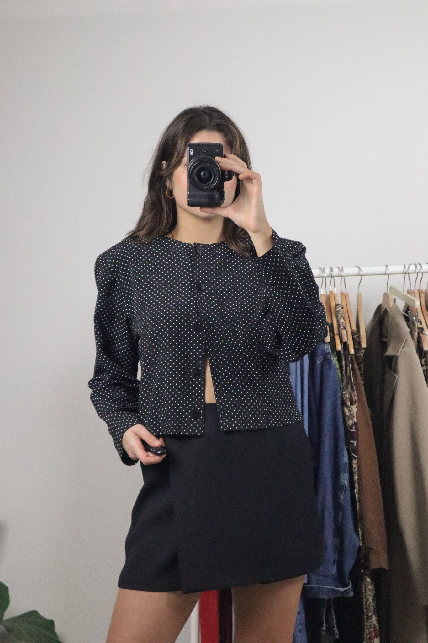 Made in Canada x Vintage x Polka Dot Cropped Blouse (6/8)