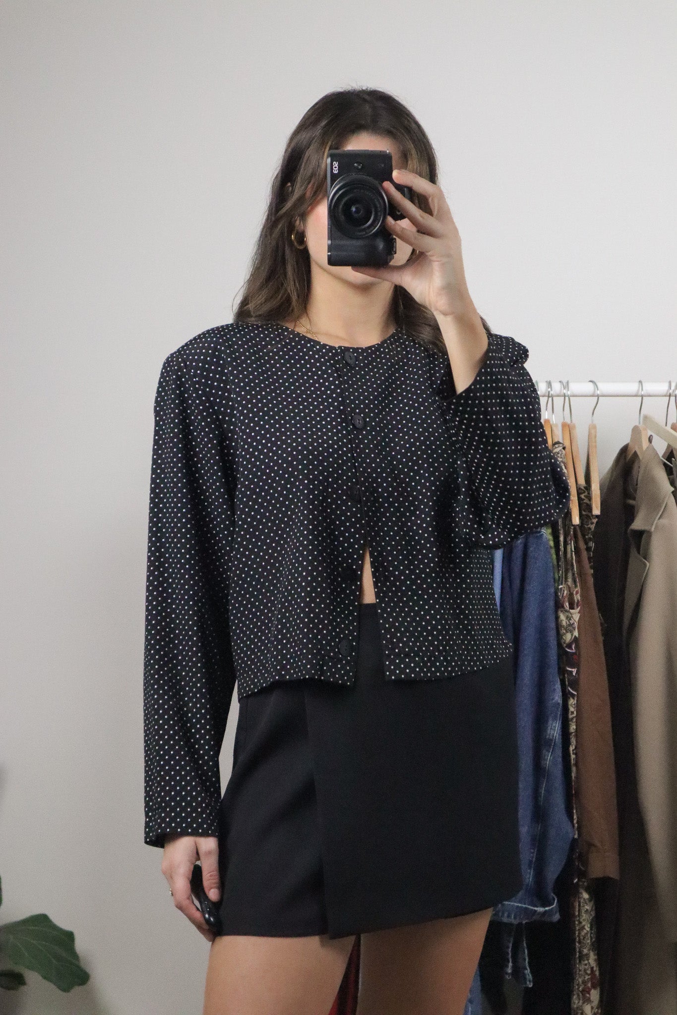 Made in Canada x Vintage x Polka Dot Cropped Blouse (6/8)