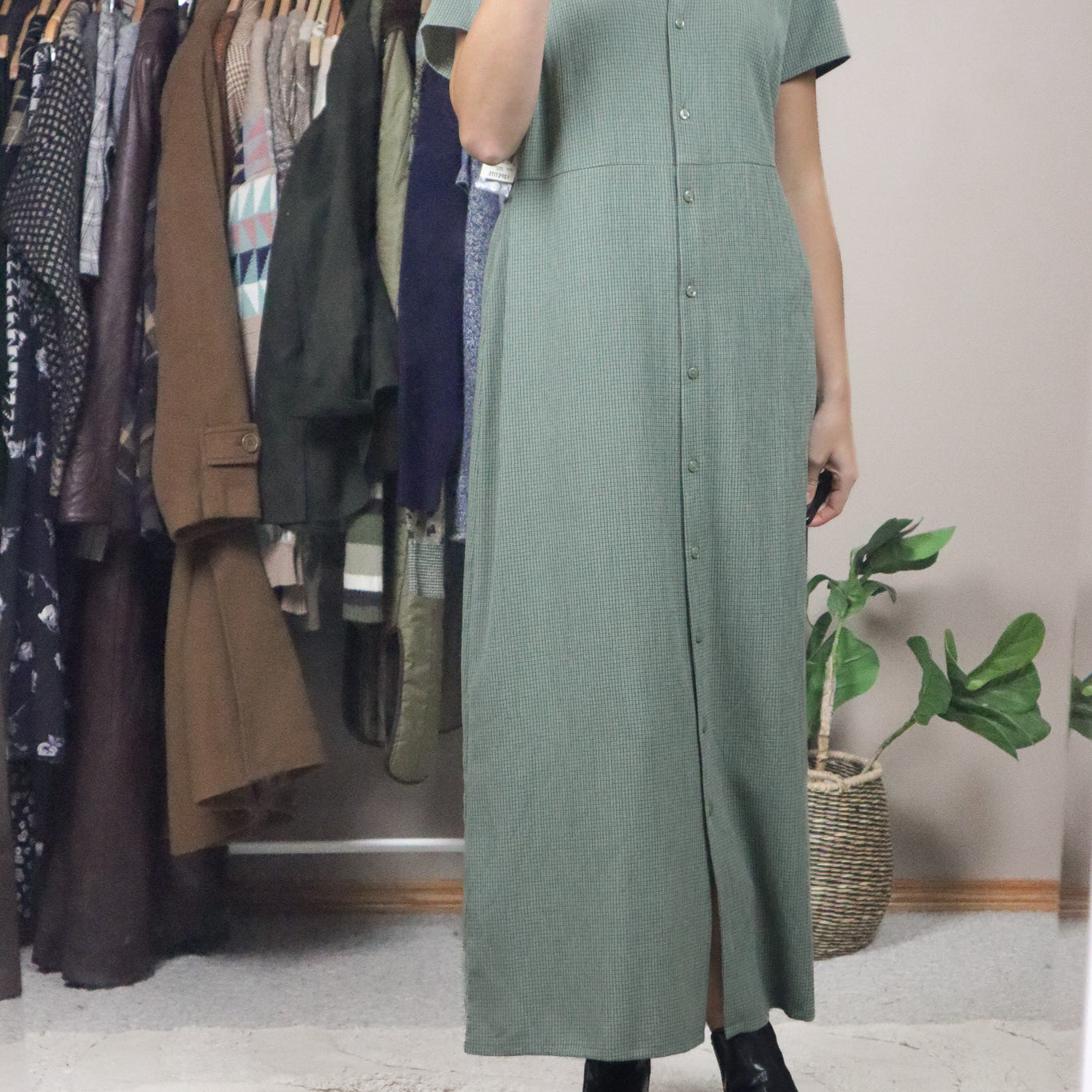 Vintage x Deadstock Plaid Maxi Dress (8/10)