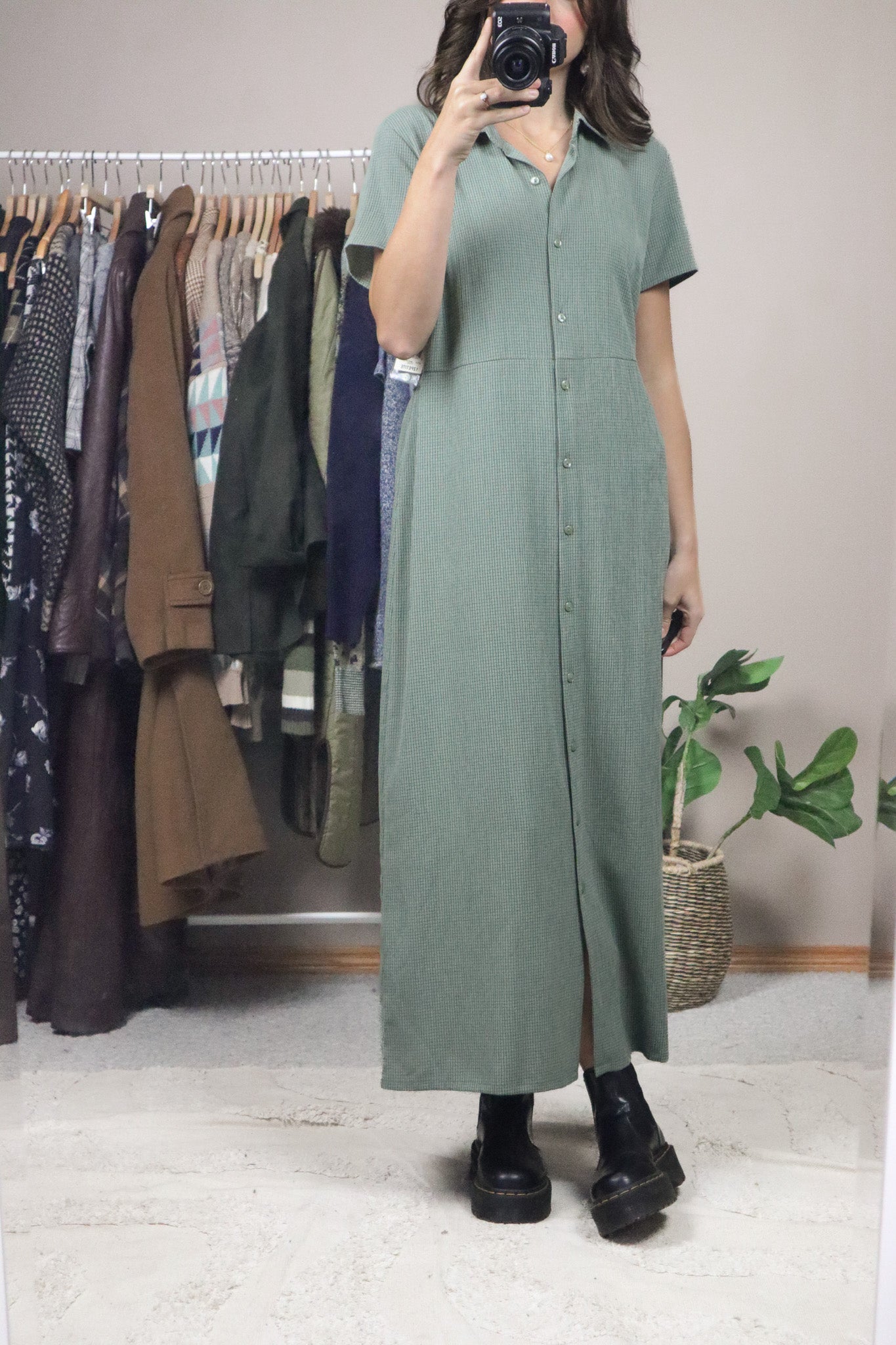 Vintage x Deadstock Plaid Maxi Dress (8/10)