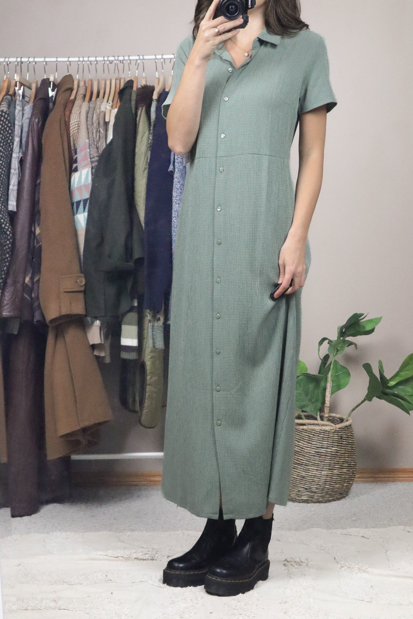 Vintage x Deadstock Plaid Maxi Dress (8/10)