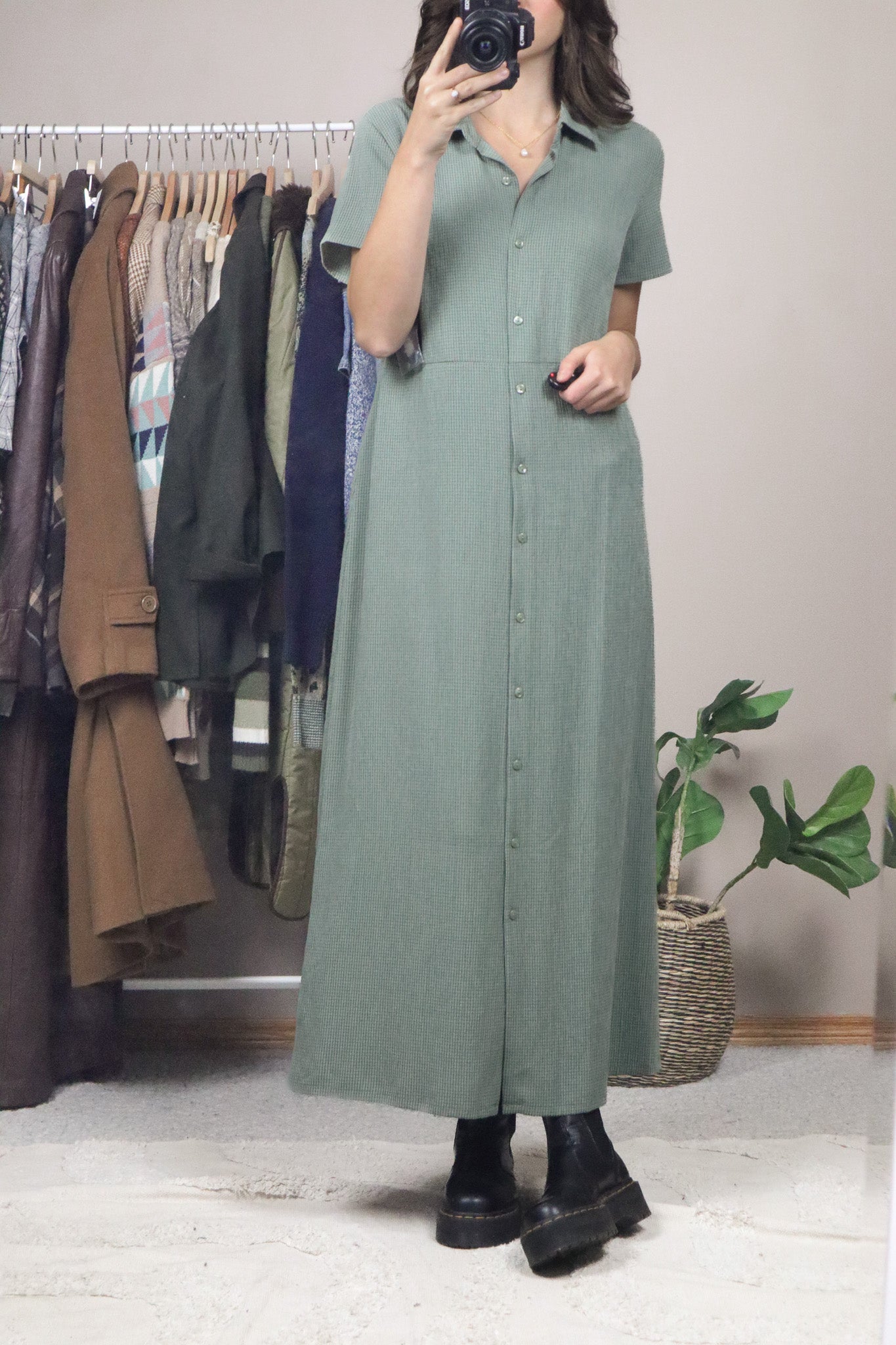 Vintage x Deadstock Plaid Maxi Dress (8/10)
