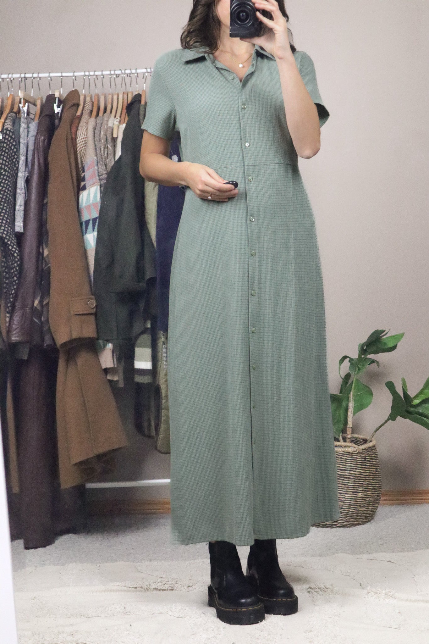 Vintage x Deadstock Plaid Maxi Dress (8/10)