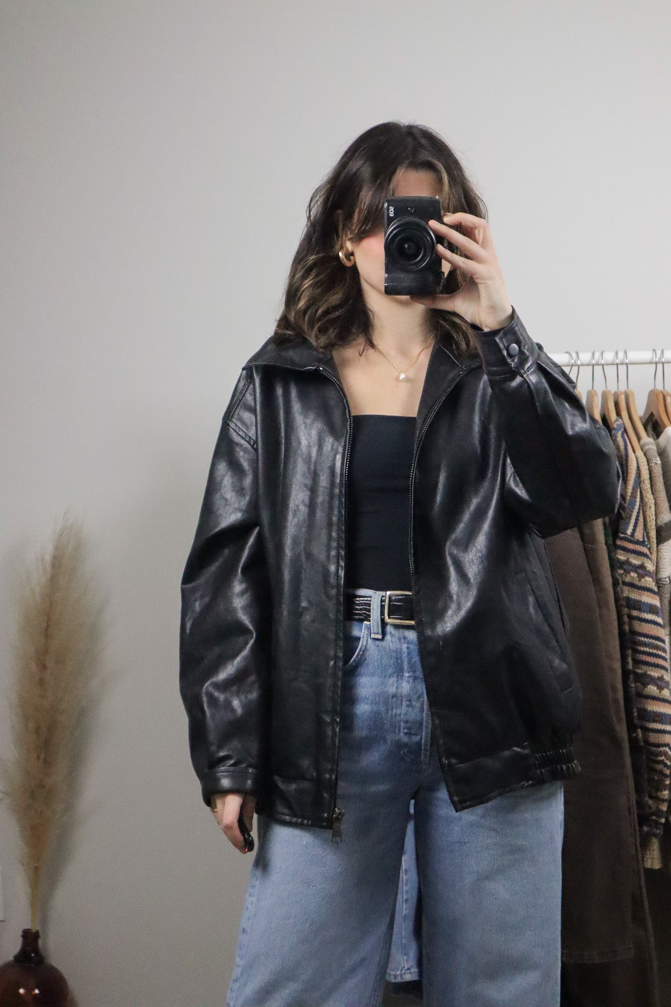 Modern x Faux Lather Bomber Jacket (S/M)