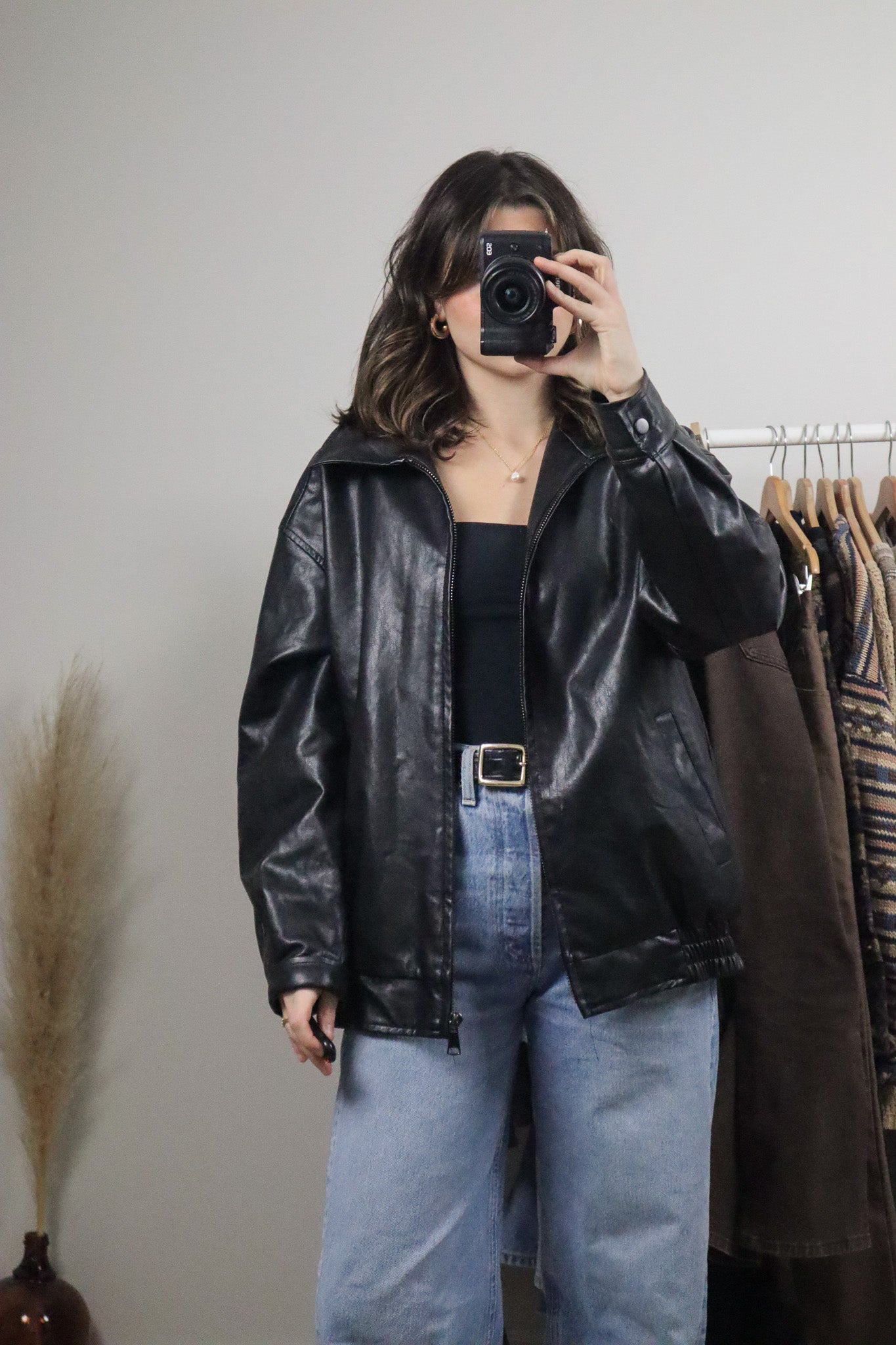 Modern x Faux Lather Bomber Jacket (S/M)
