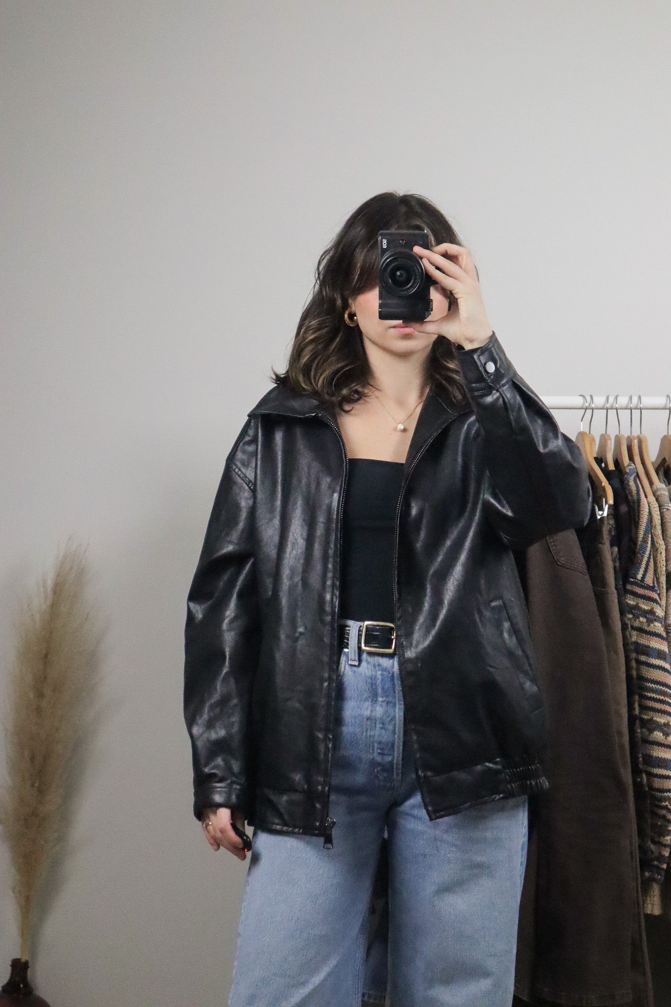Modern x Faux Lather Bomber Jacket (S/M)