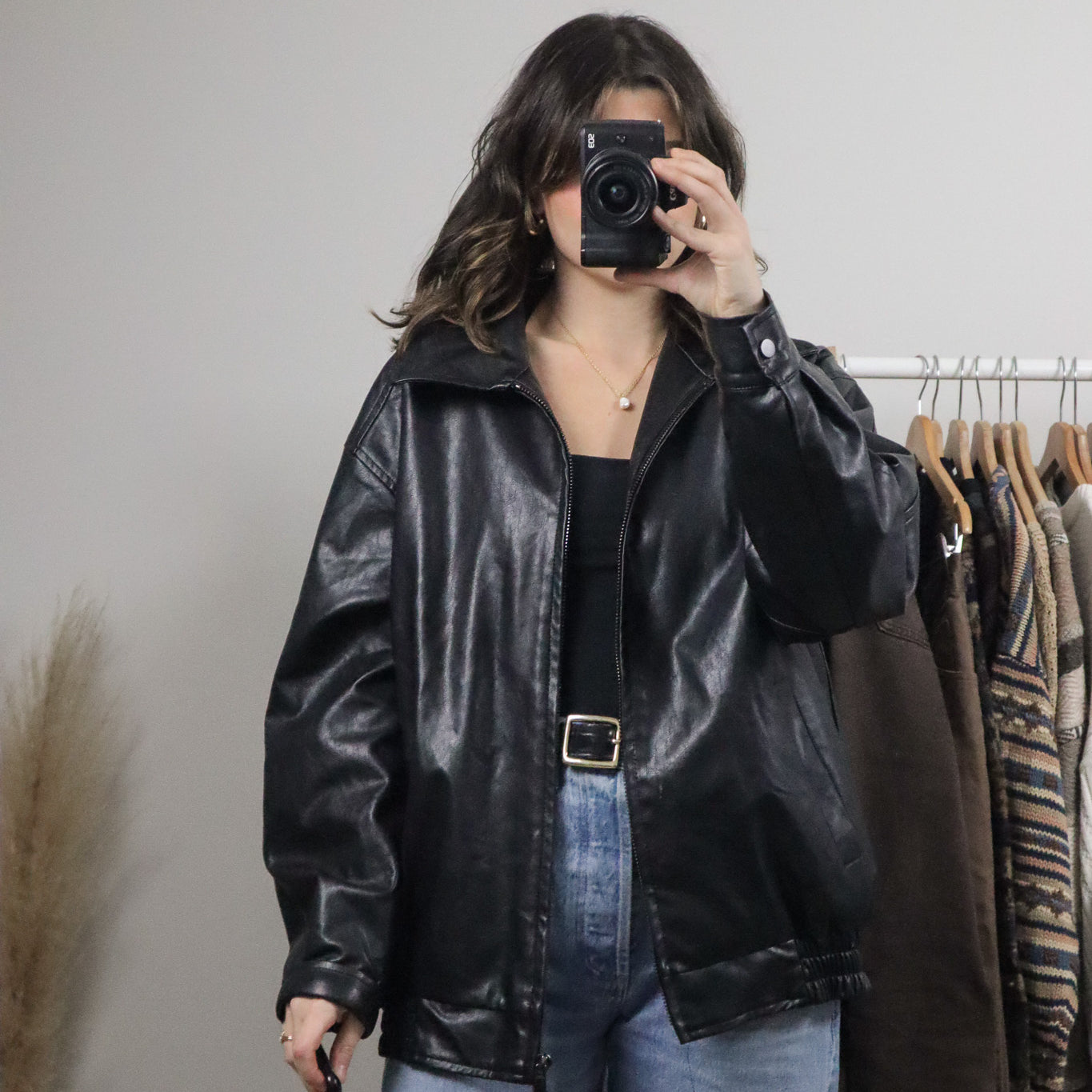 Modern x Faux Lather Bomber Jacket (S/M)