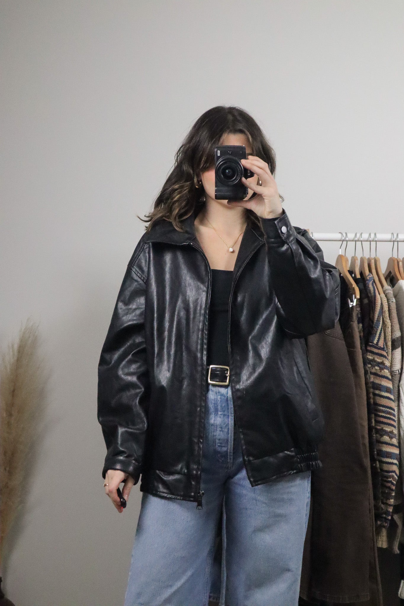 Modern x Faux Lather Bomber Jacket (S/M)