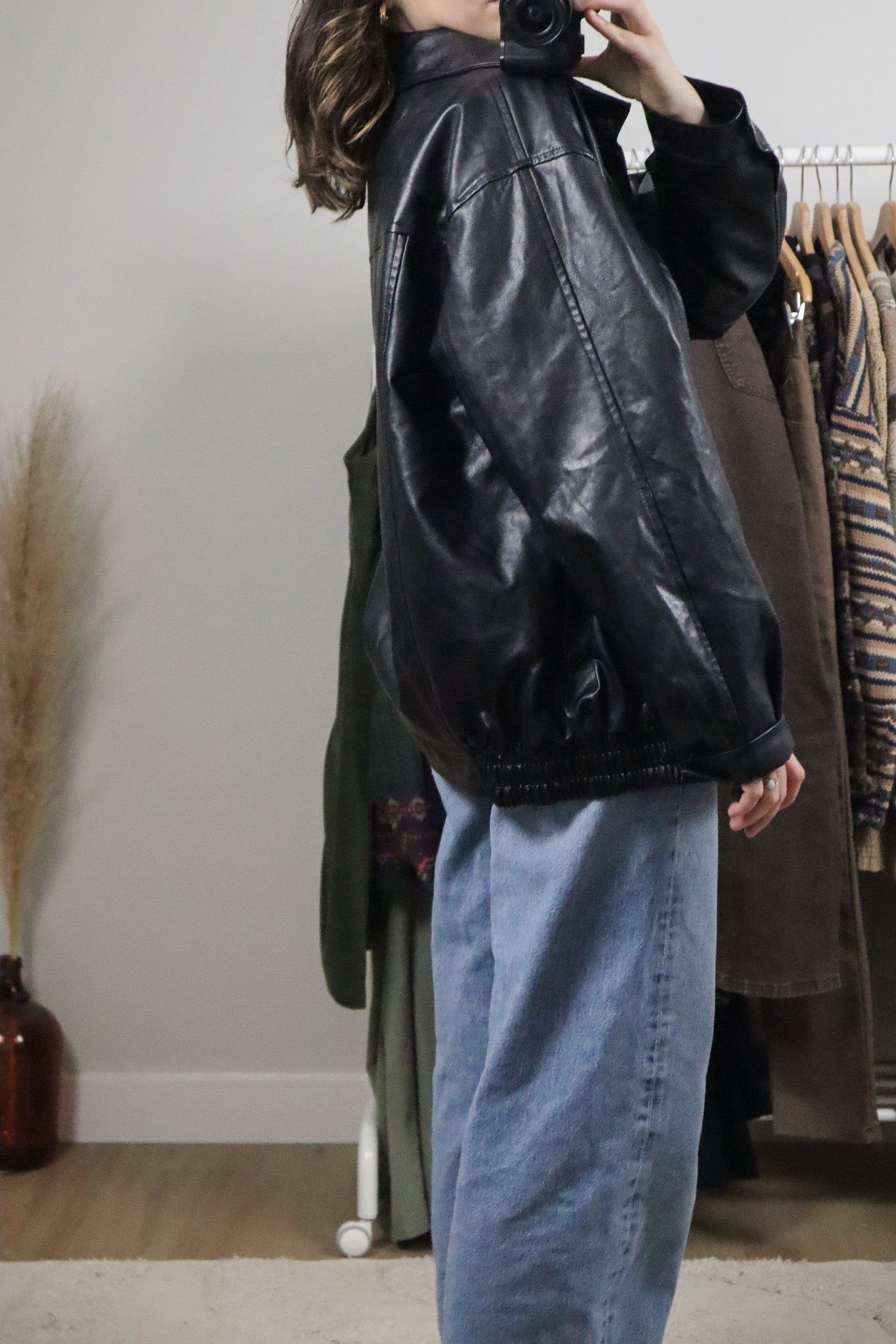 Modern x Faux Lather Bomber Jacket (S/M)