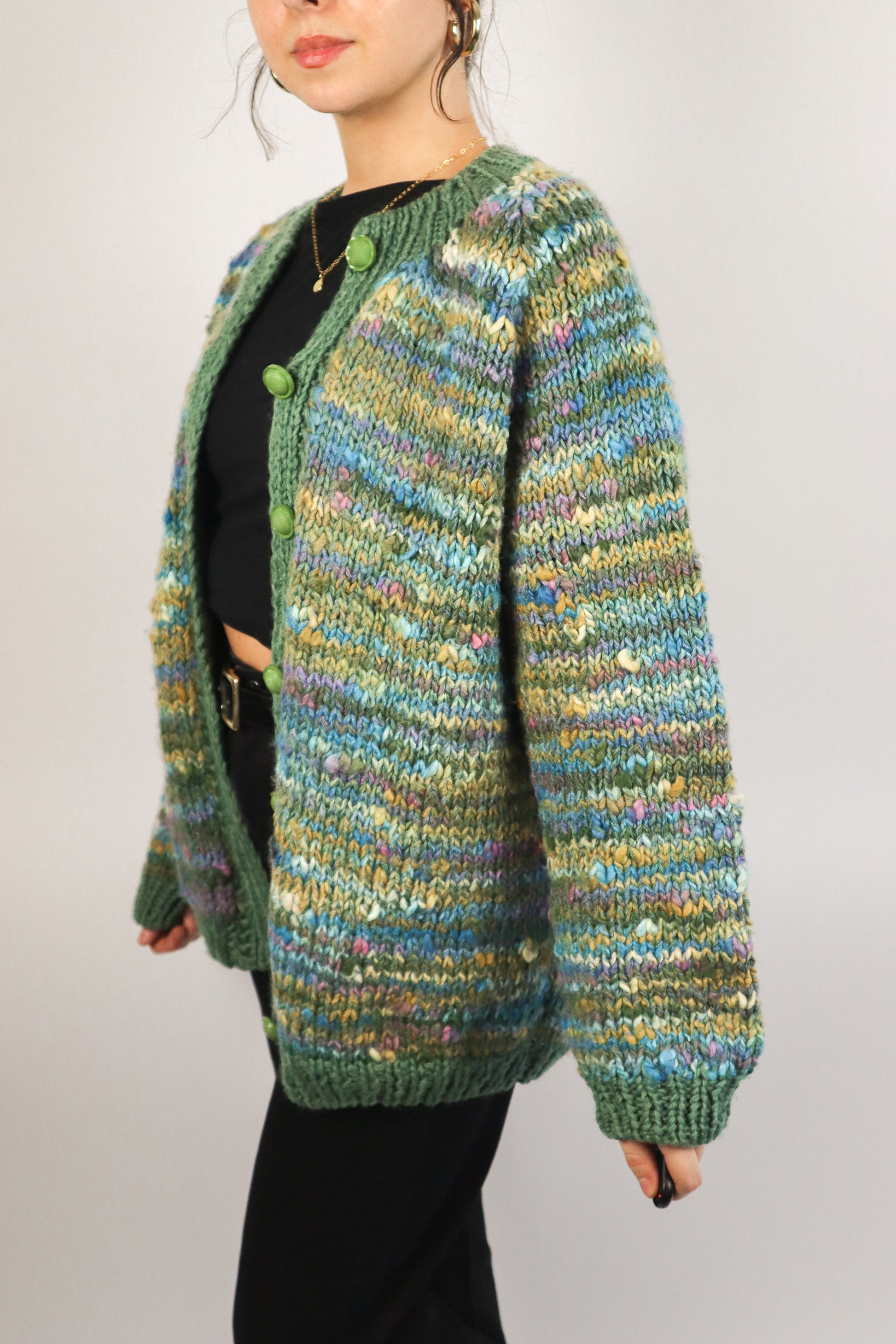 Vintage x Hand Knit Multicolour Chunky Cardi (M/L)