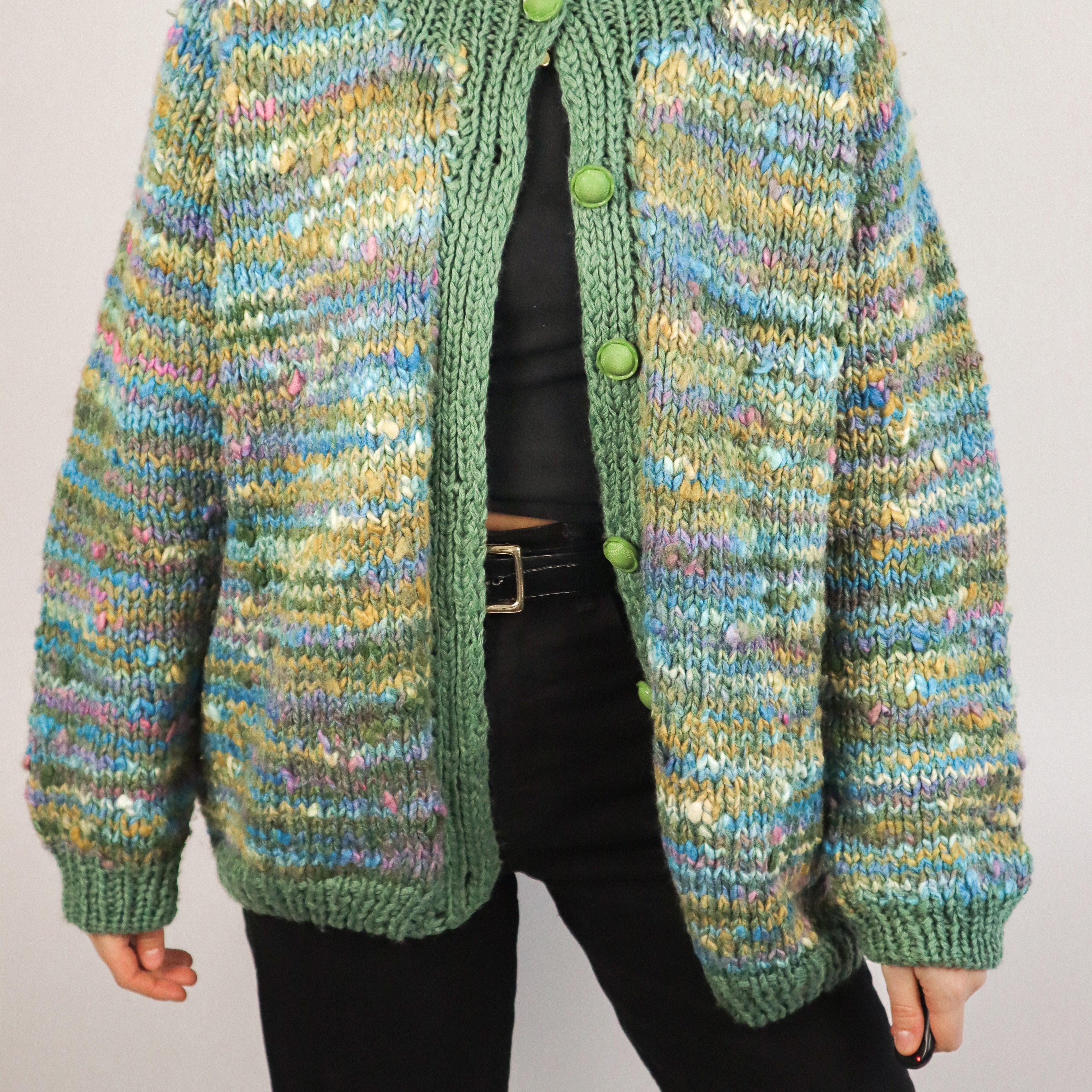 Vintage x Hand Knit Multicolour Chunky Cardi (M/L)