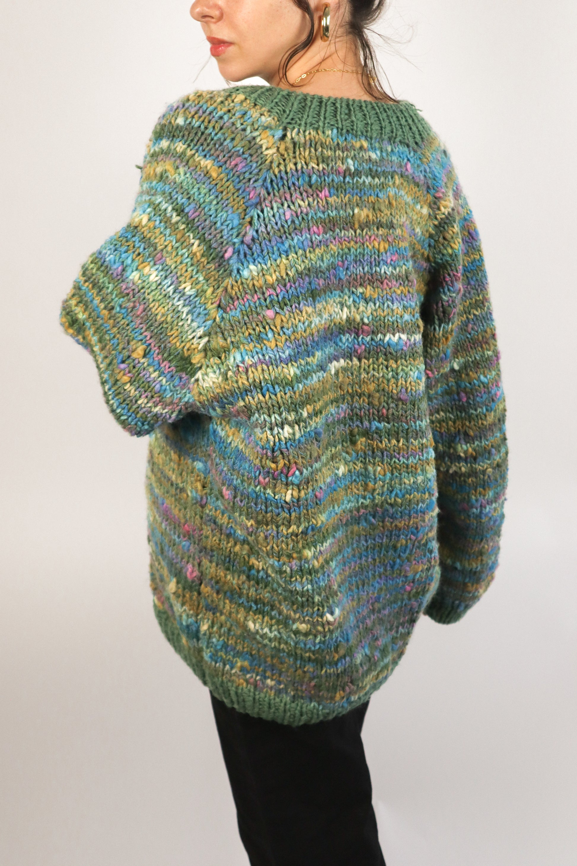 Vintage x Hand Knit Multicolour Chunky Cardi (M/L)