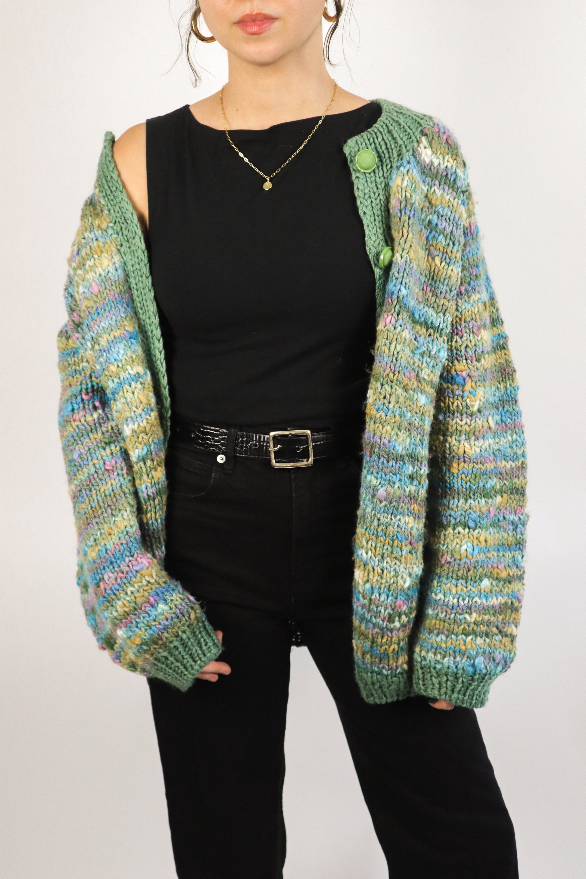 Vintage x Hand Knit Multicolour Chunky Cardi (M/L)