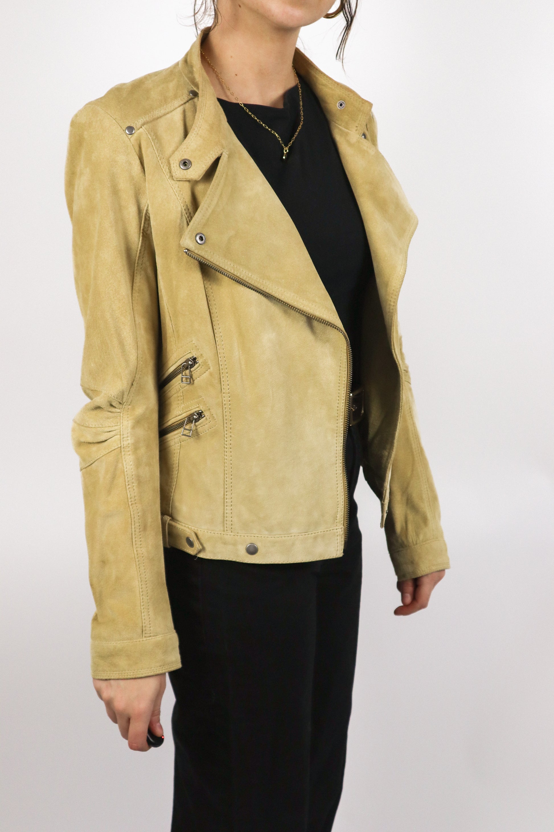 Danier x Suede Moto Jacket (XS)