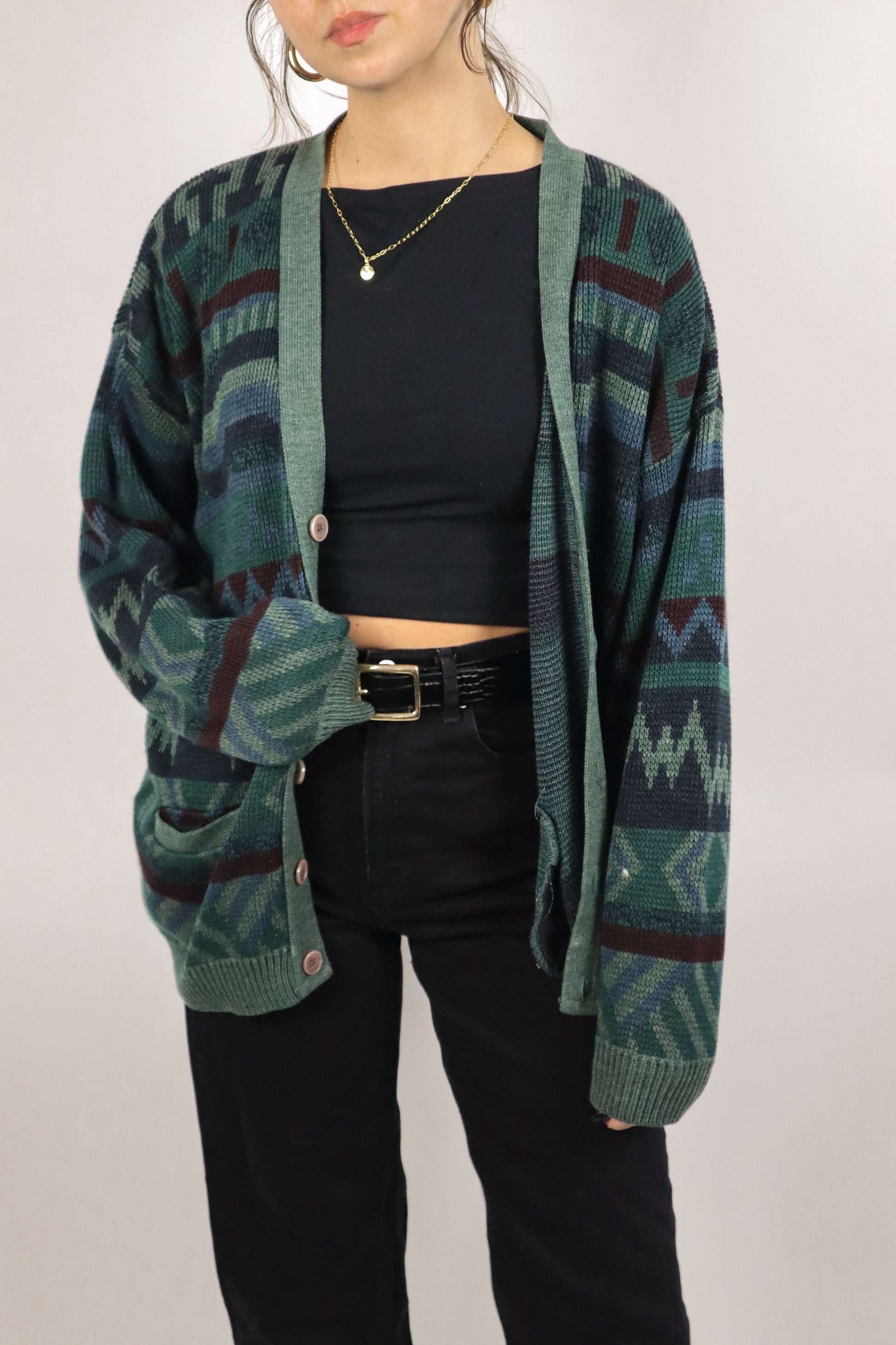 Made in Canada x Vintage x Pattered Cardigan (M/L)