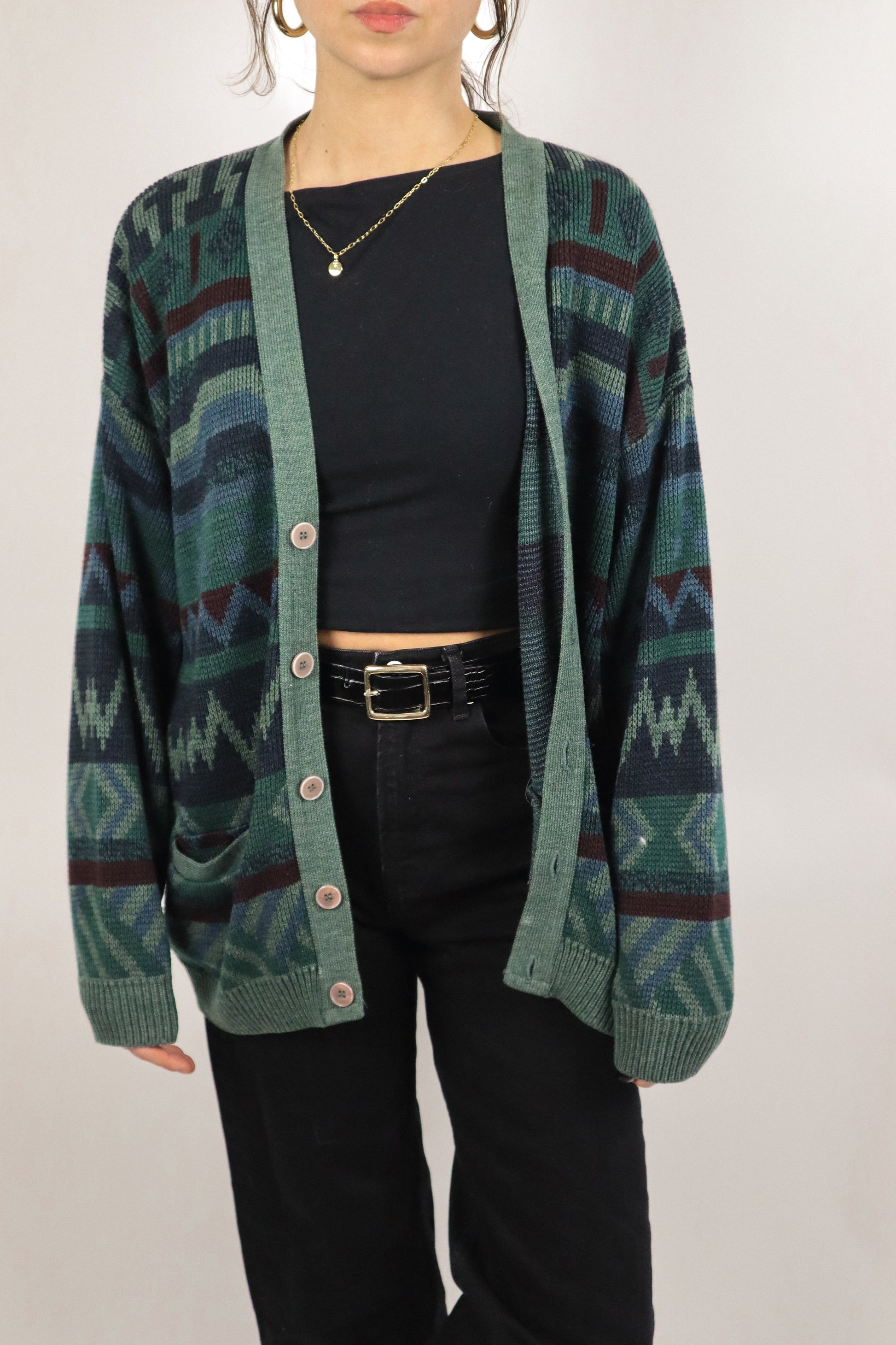 Made in Canada x Vintage x Pattered Cardigan (M/L)