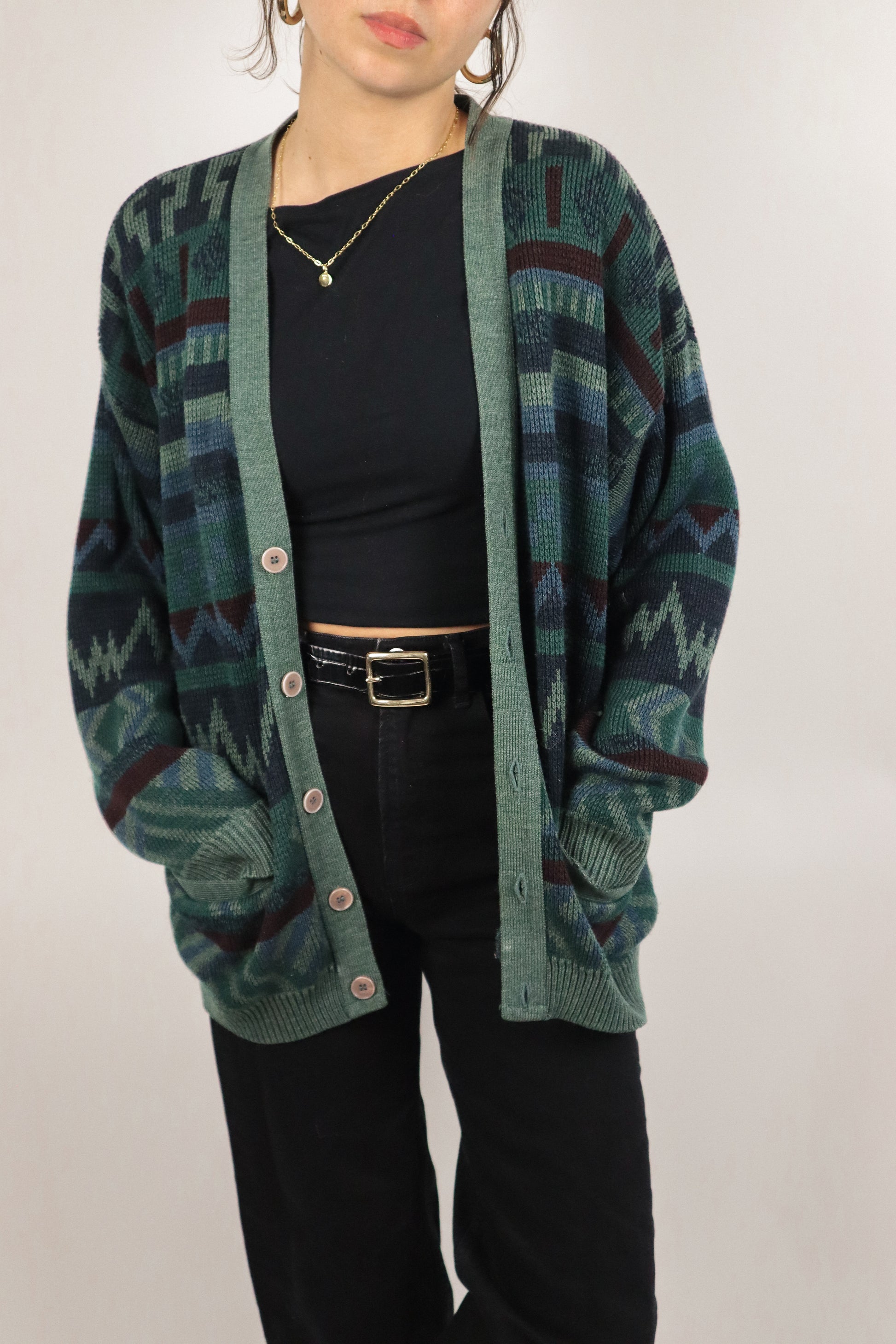 Made in Canada x Vintage x Pattered Cardigan (M/L)