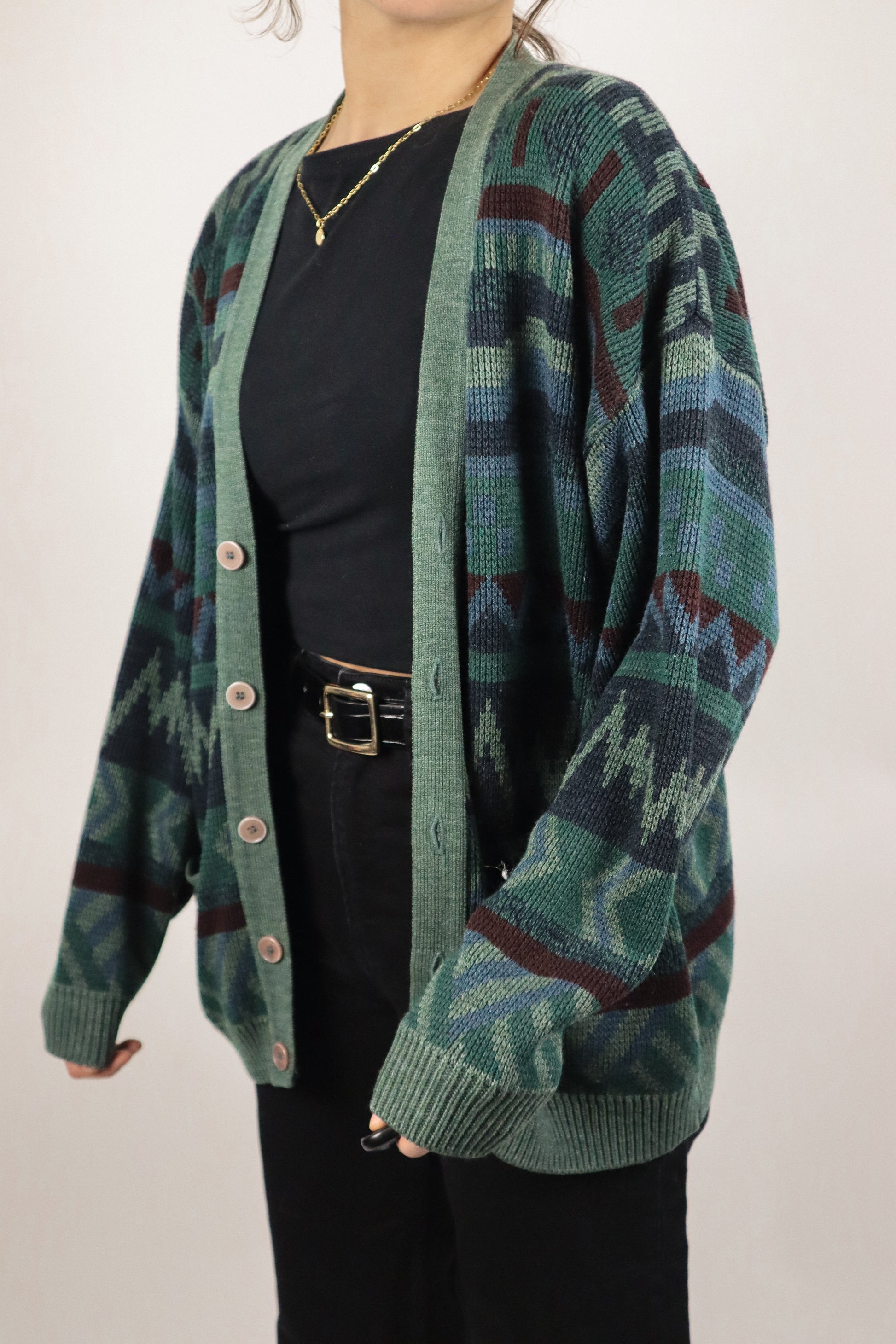 Made in Canada x Vintage x Pattered Cardigan (M/L)