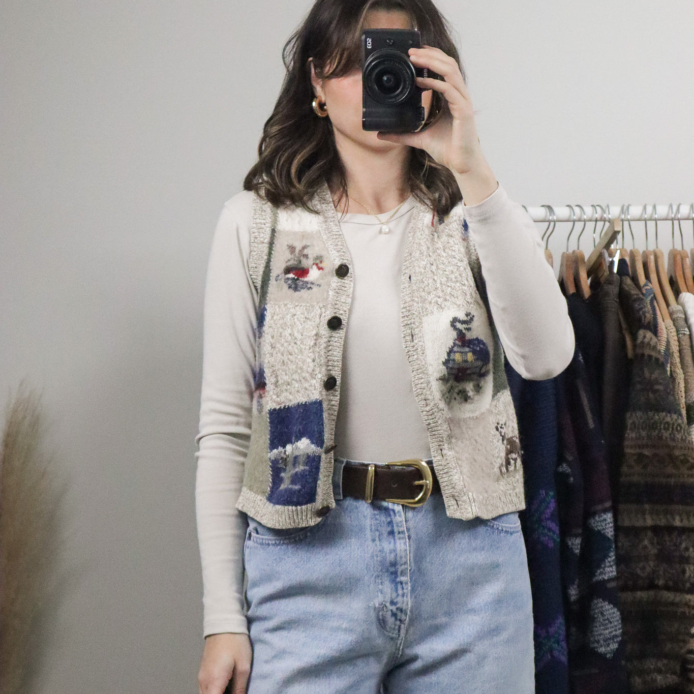 Vintage x Wool Blend Patterned Vest (S)