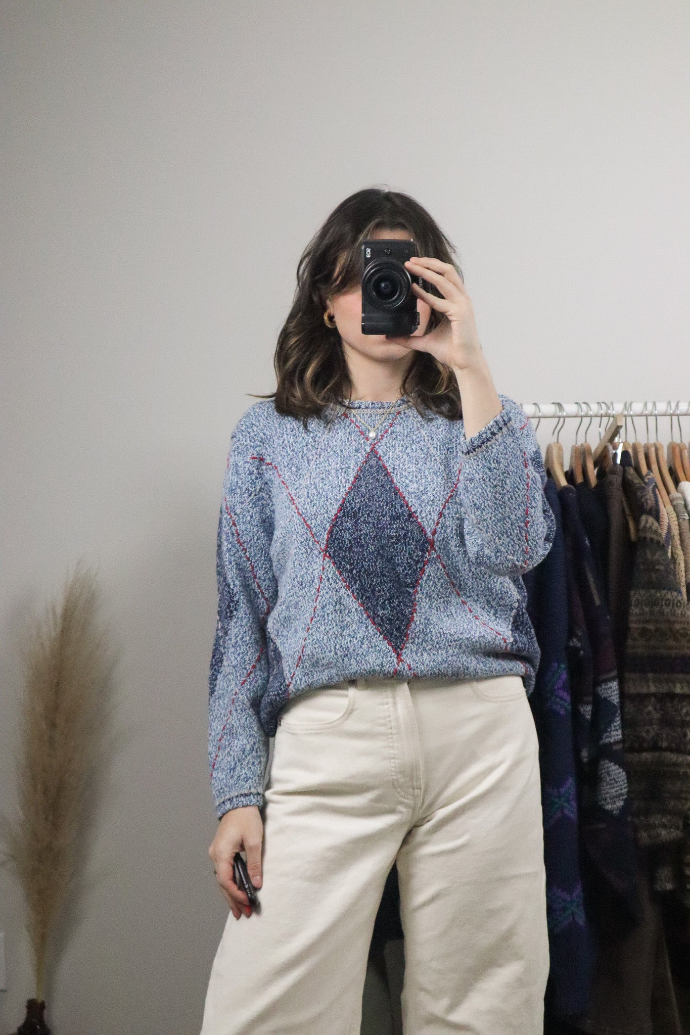 Vintage x Argyle Knit Sweater (S/M)