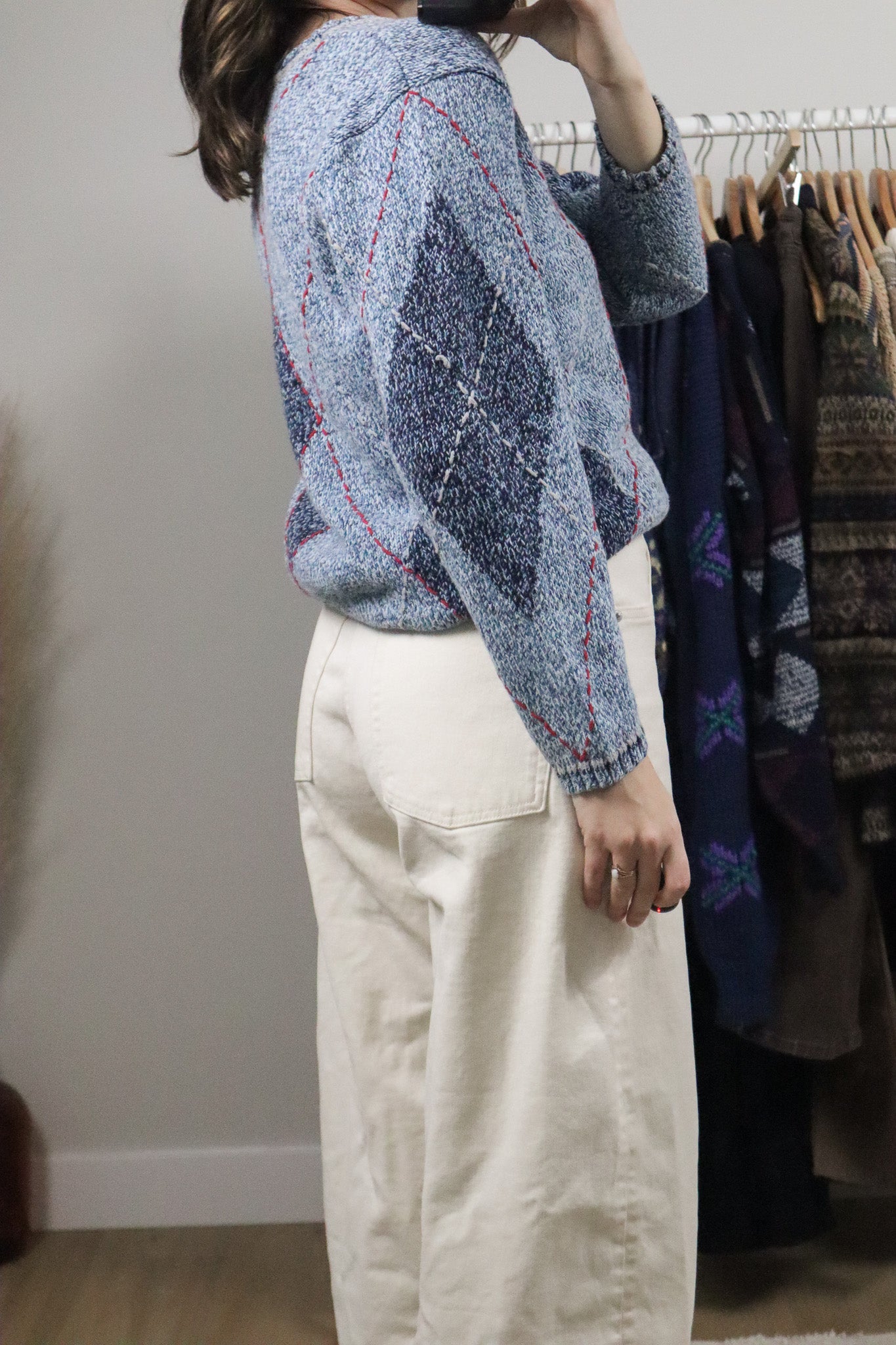Vintage x Argyle Knit Sweater (S/M)
