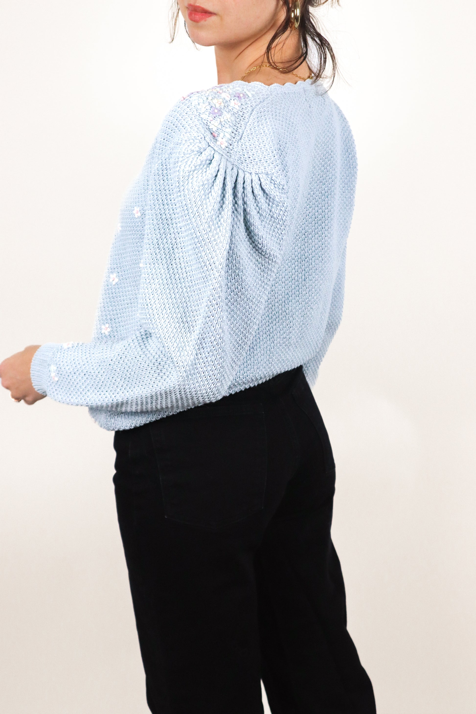 Vintage x Embroidered Knit Cardigan (S)