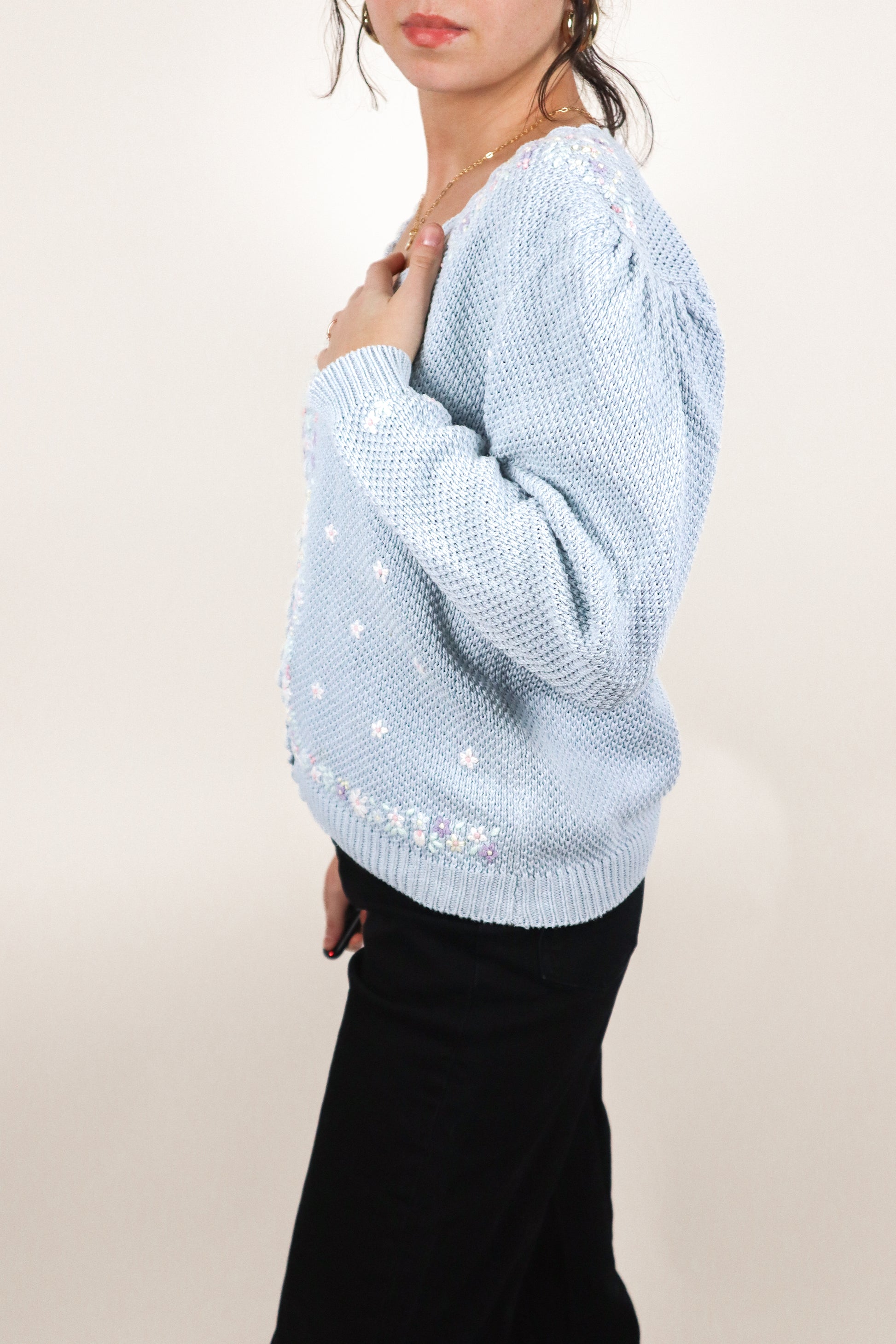 Vintage x Embroidered Knit Cardigan (S)
