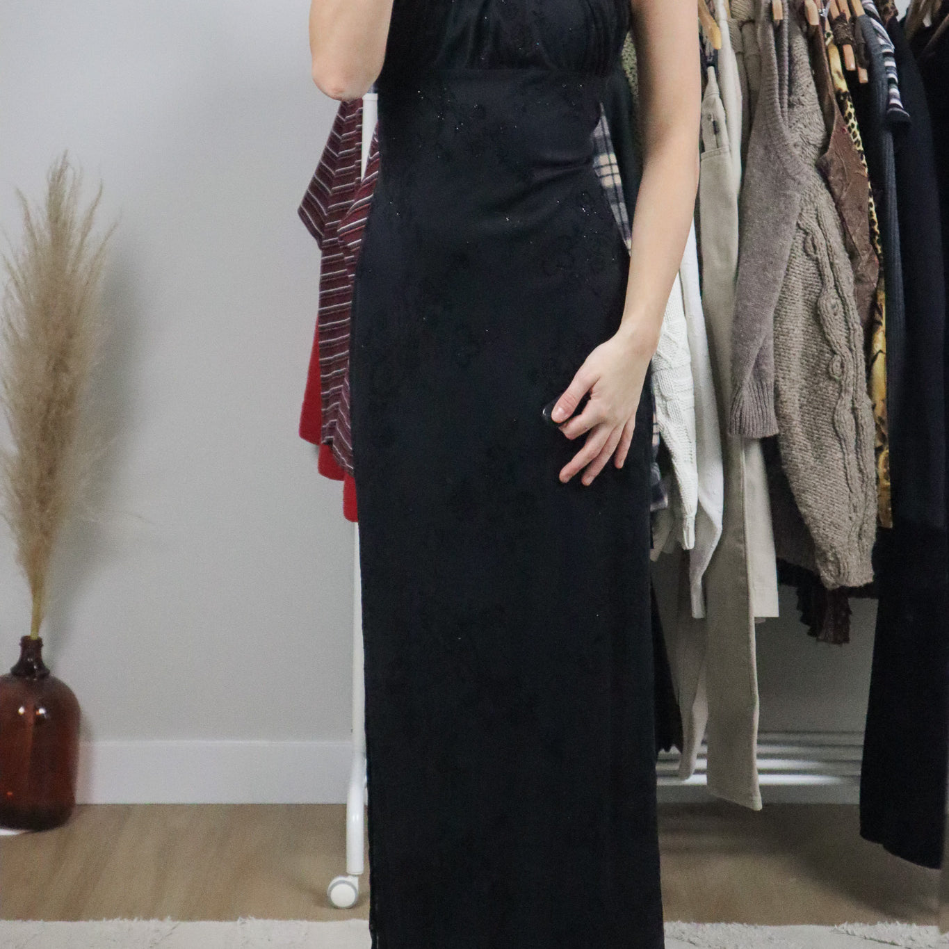 Made in Canada x Vintage x Velvet/Shimmer Mesh Maxi Dress (10-12)
