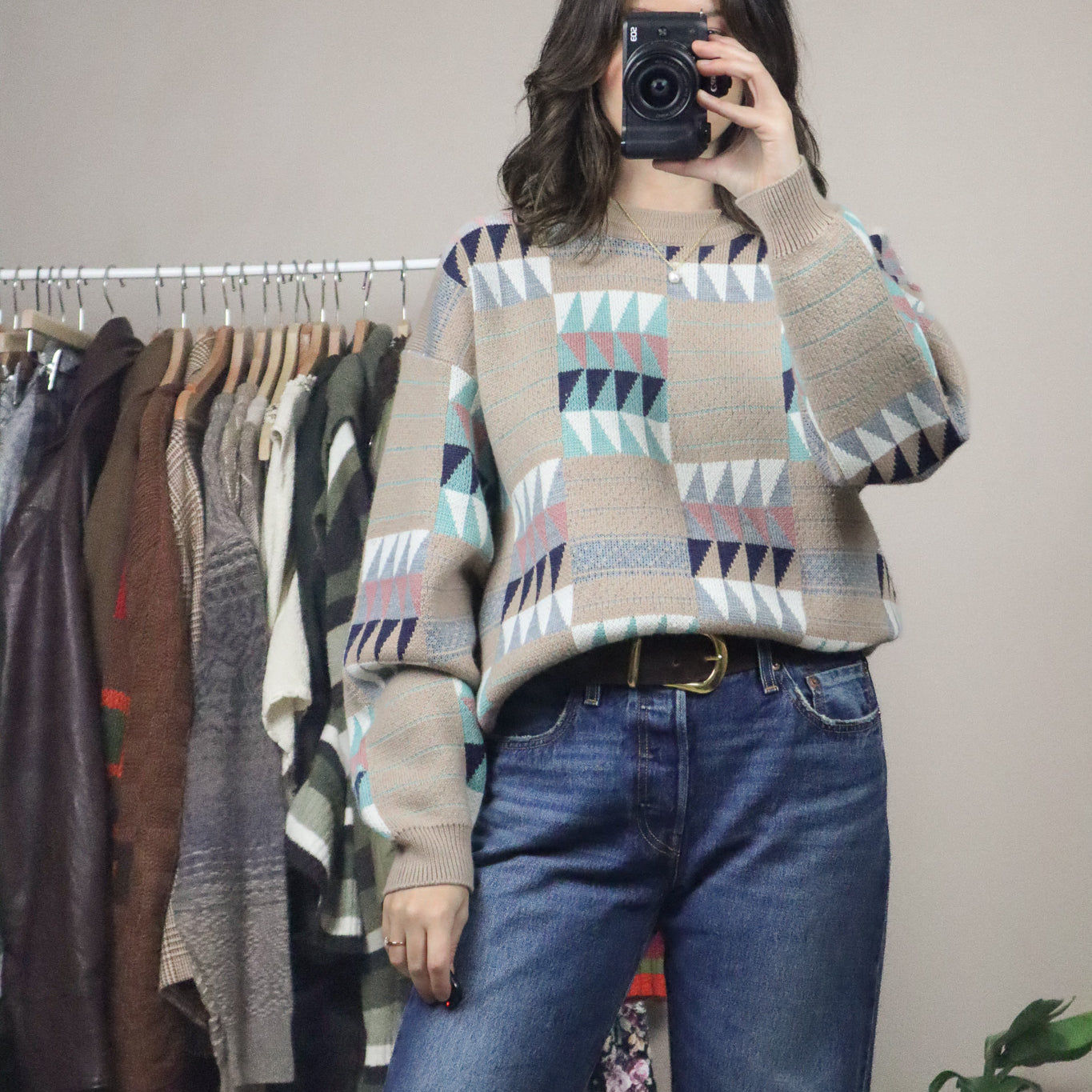 Vintage x Wool Blend Patterned Knit (M/L)