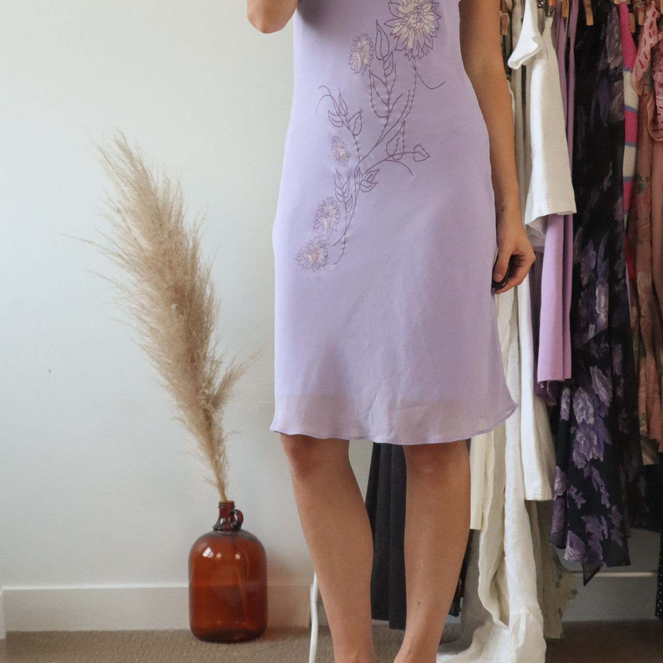 Vintage x Cowl Neck Floral Dress (S)